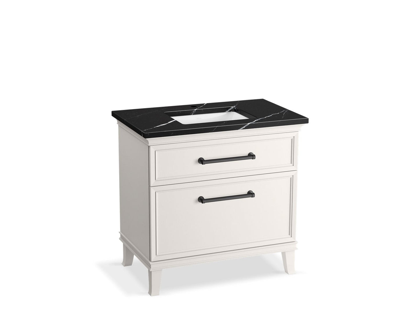 KOHLER K-CM33559-BD3-AEL 36" bathroom vanity cabinet with sink and quartz top - Linen White