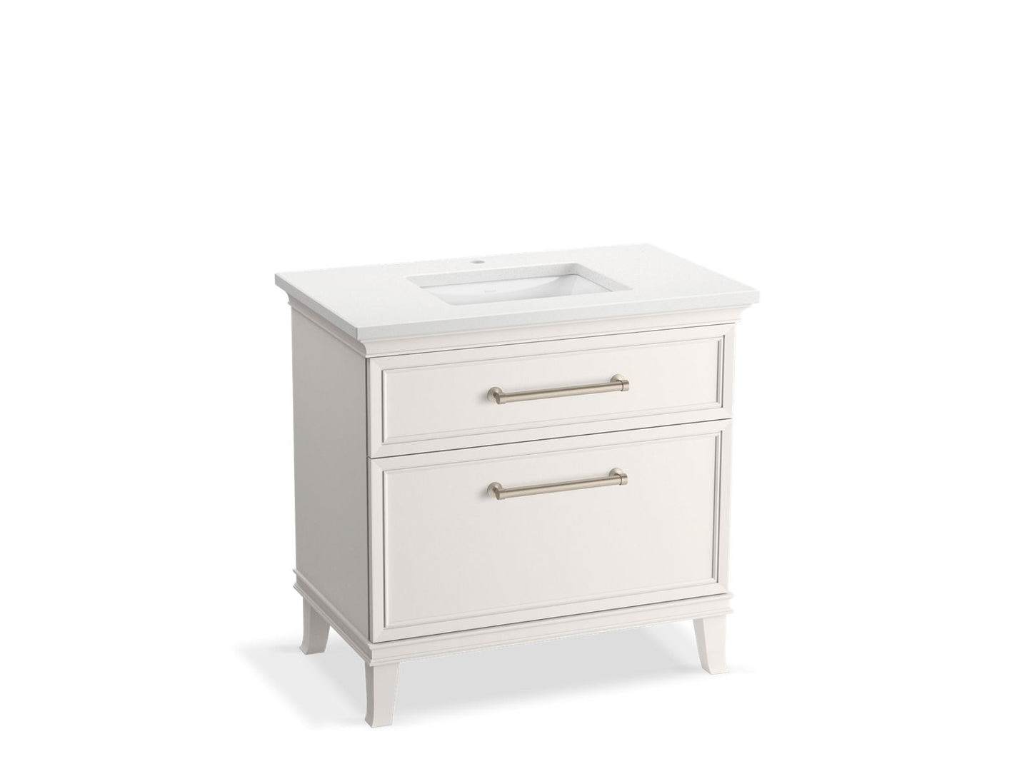 KOHLER K-CM33559-BD3-AWN 36" bathroom vanity cabinet with sink and quartz top - Linen White