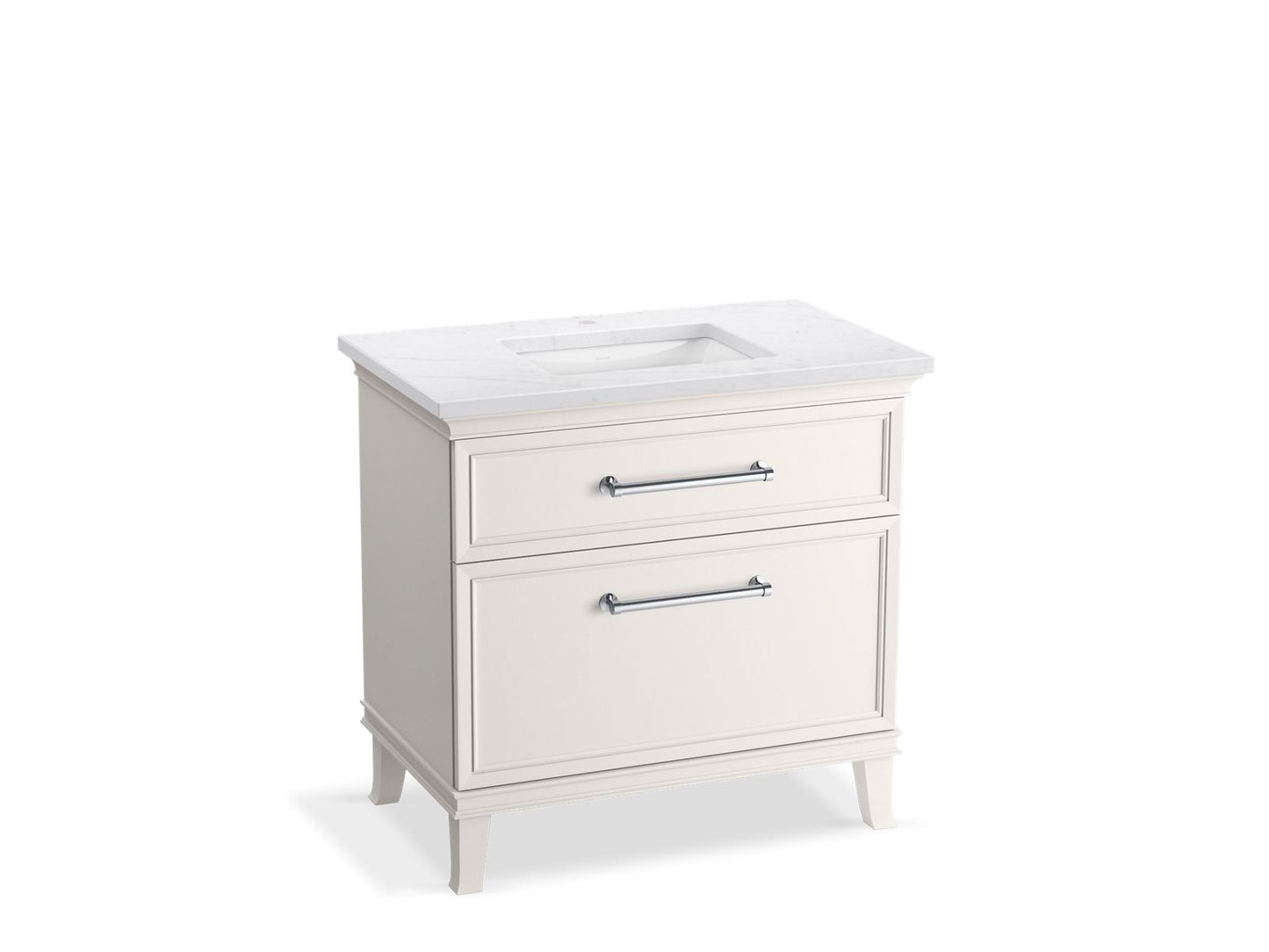 KOHLER K-CM33559-BD3-ATC 36" bathroom vanity cabinet with sink and quartz top - Linen White