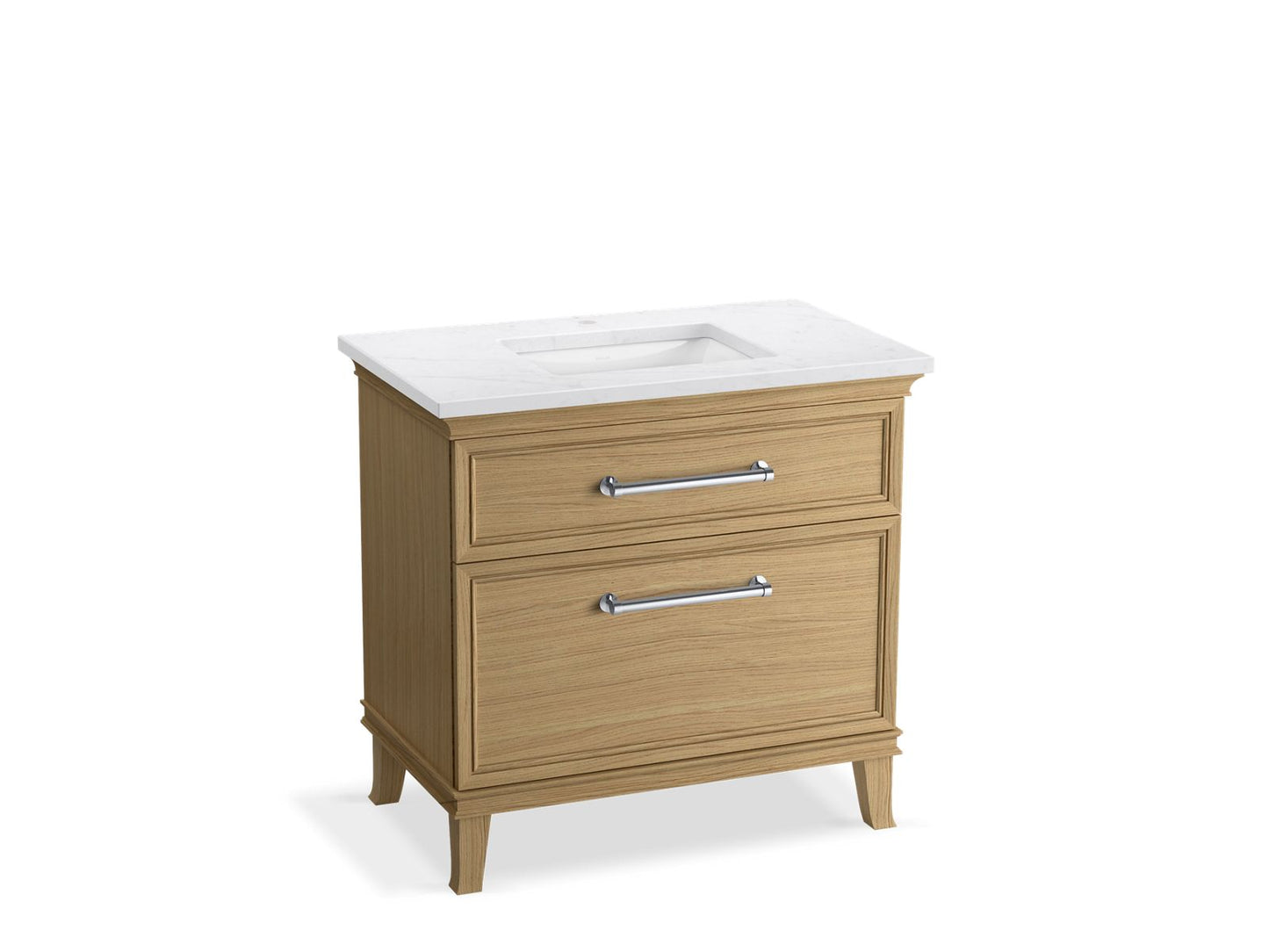 KOHLER K-CM33559-BD3-KTC 36" bathroom vanity cabinet with sink and quartz top - Light Oak