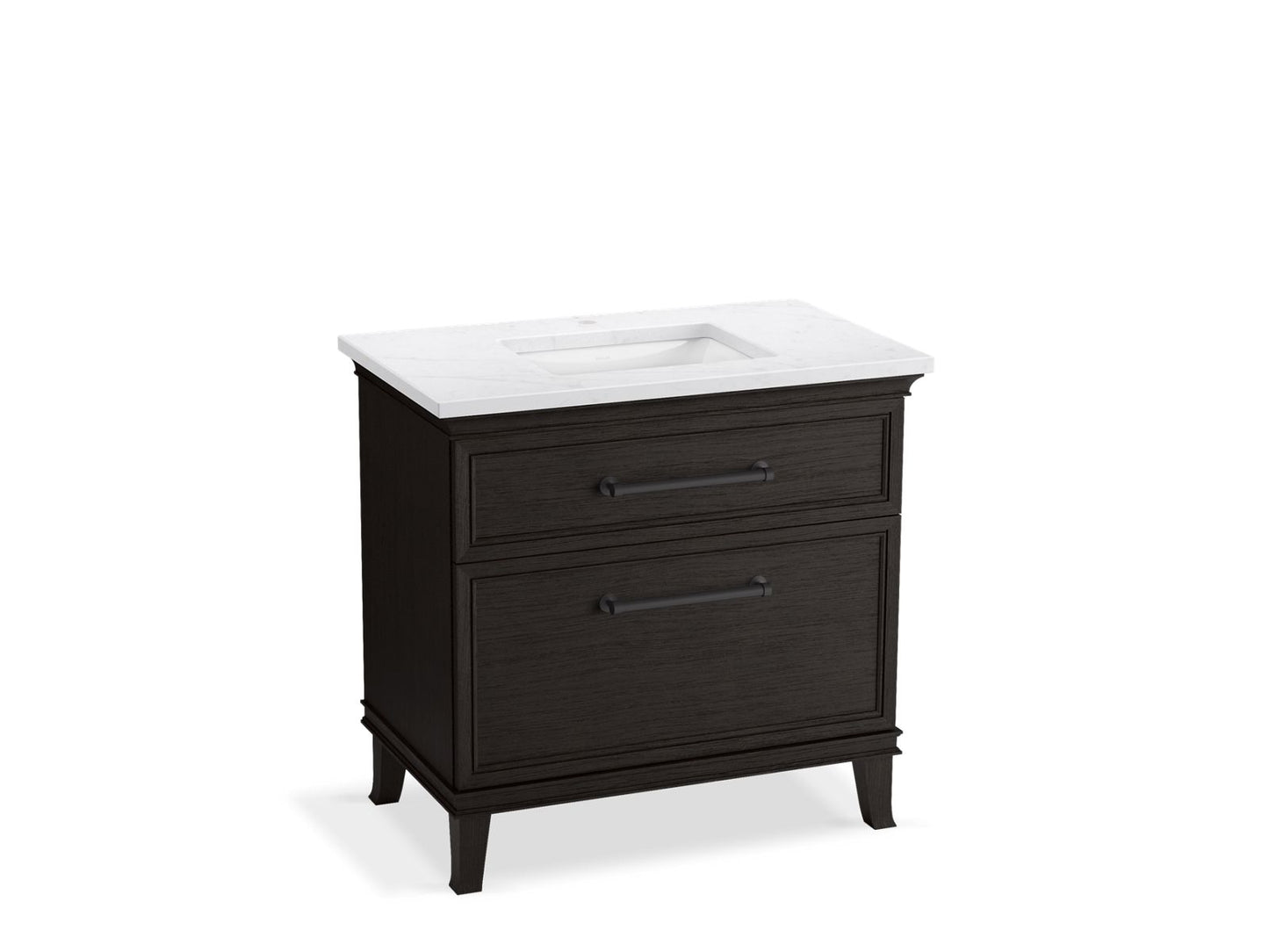 KOHLER K-CM33559-BD3-BTL 36" bathroom vanity cabinet with sink and quartz top - Carbon Oak