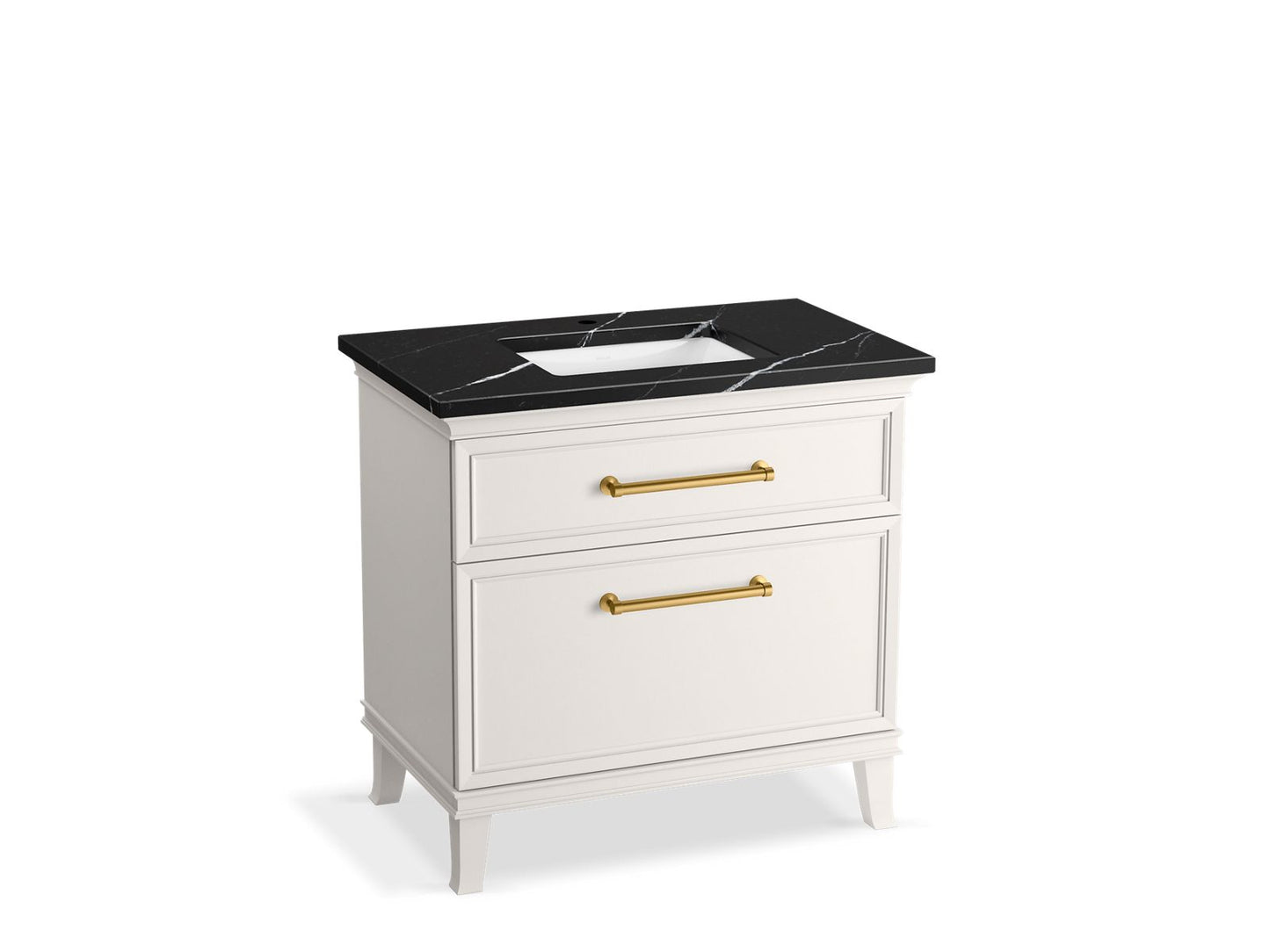 KOHLER K-CM33559-BD3-AEB 36" bathroom vanity cabinet with sink and quartz top - Linen White