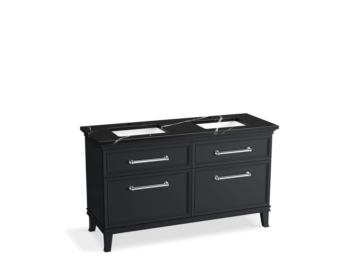 KOHLER K-CM33560-BD5-XEC 60" bathroom vanity cabinet with sinks and quartz top - Slate Grey