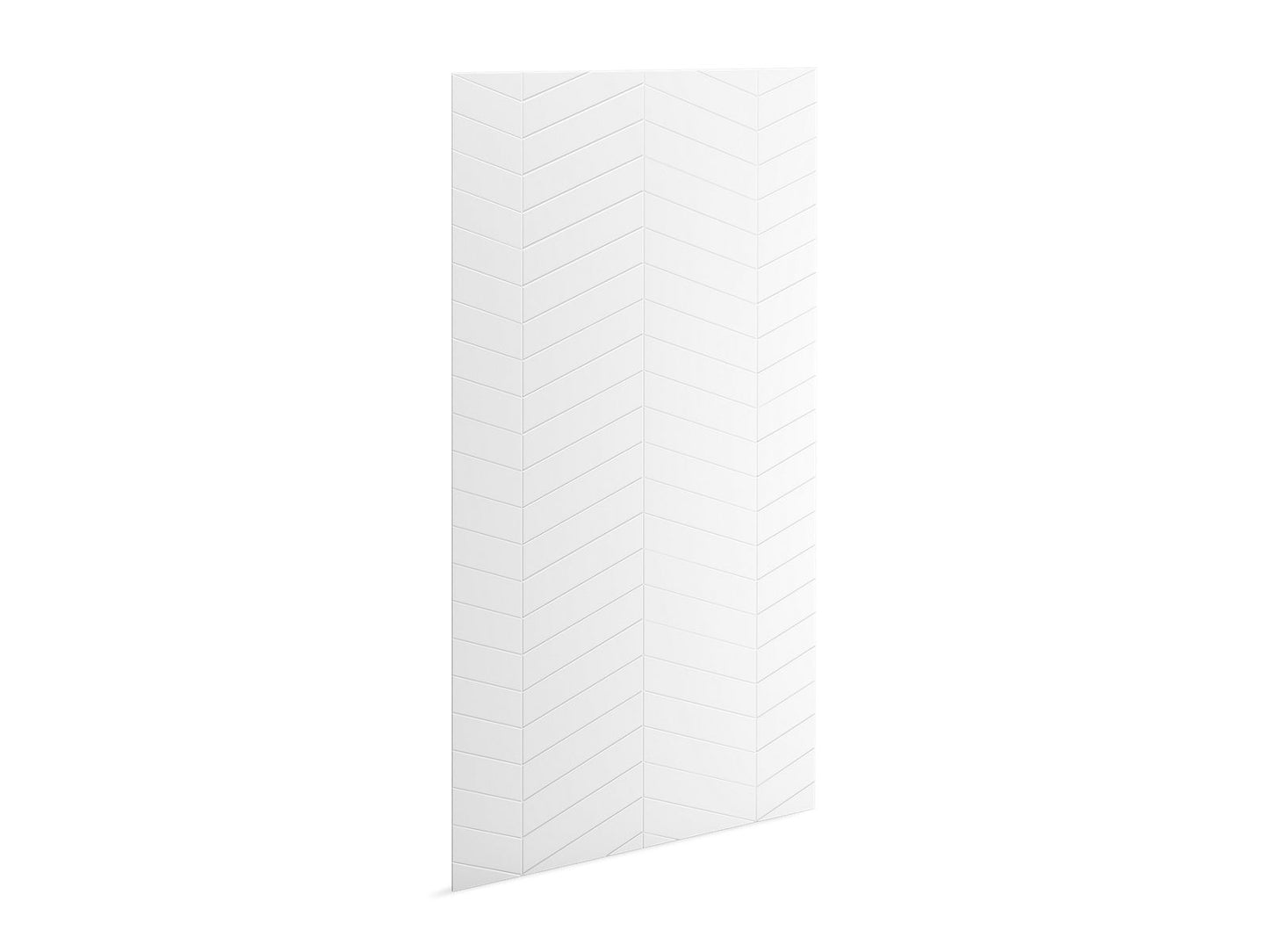 KOHLER K-39439-T09-HW1 Stoneridge 96" x 66" shower back wall with chevron design - Honed White