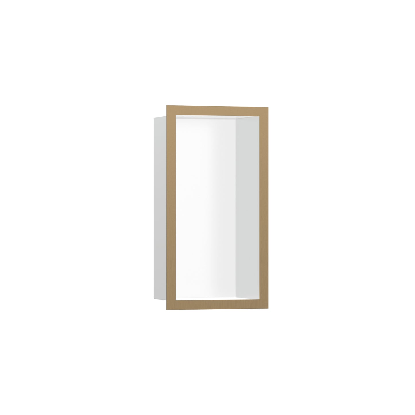 HANSGROHE 56096140 XtraStoris Individual Wall Niche Matte White with Design Frame 12"x 6"x 4" in Brushed Bronze