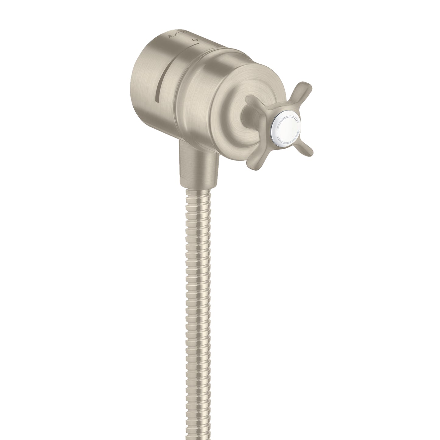 AXOR Montreux Wall Outlet with Check Valves and Volume Control, Cross Handle in Brushed Nickel