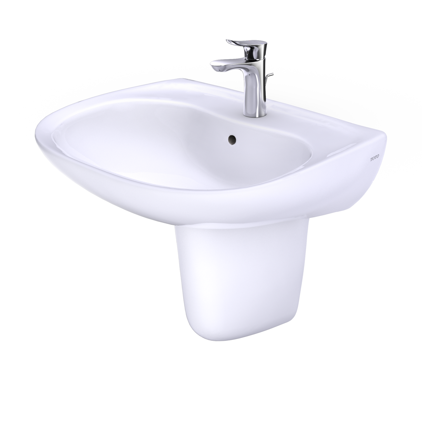 TOTO LHT242G#01 Prominence Oval Wall-Mount Bathroom Sink With Cefiontect And Shroud For Single Hole Faucets - Cotton White
