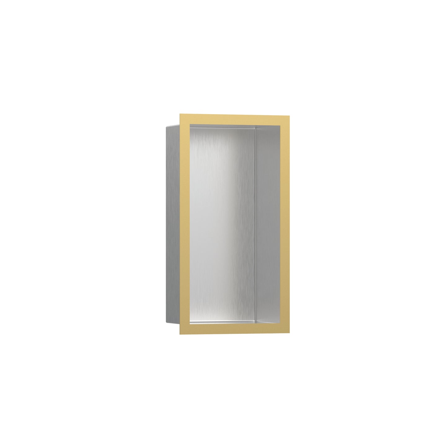HANSGROHE 56094990 XtraStoris Individual Wall Niche Brushed Stainless Steel with Design Frame 12"x 6"x 4" in Polished Gold Optic