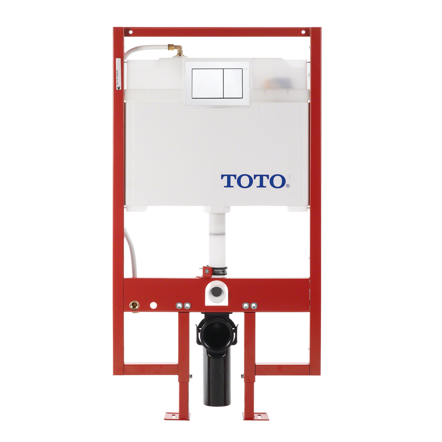TOTO WT151800M#WH Duofit In-Wall Dual Flush 0.9 And 1.6 Gpf Tank System Pex Supply Line And White Rectangular Push Plate - White