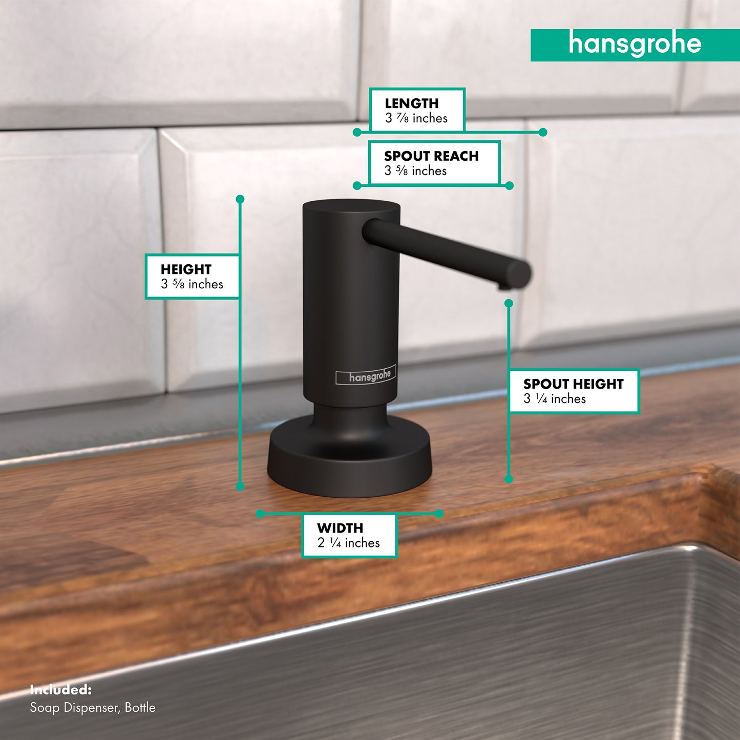 HANSGROHE 40448671 Matte Black Talis Modern Soap Dispenser