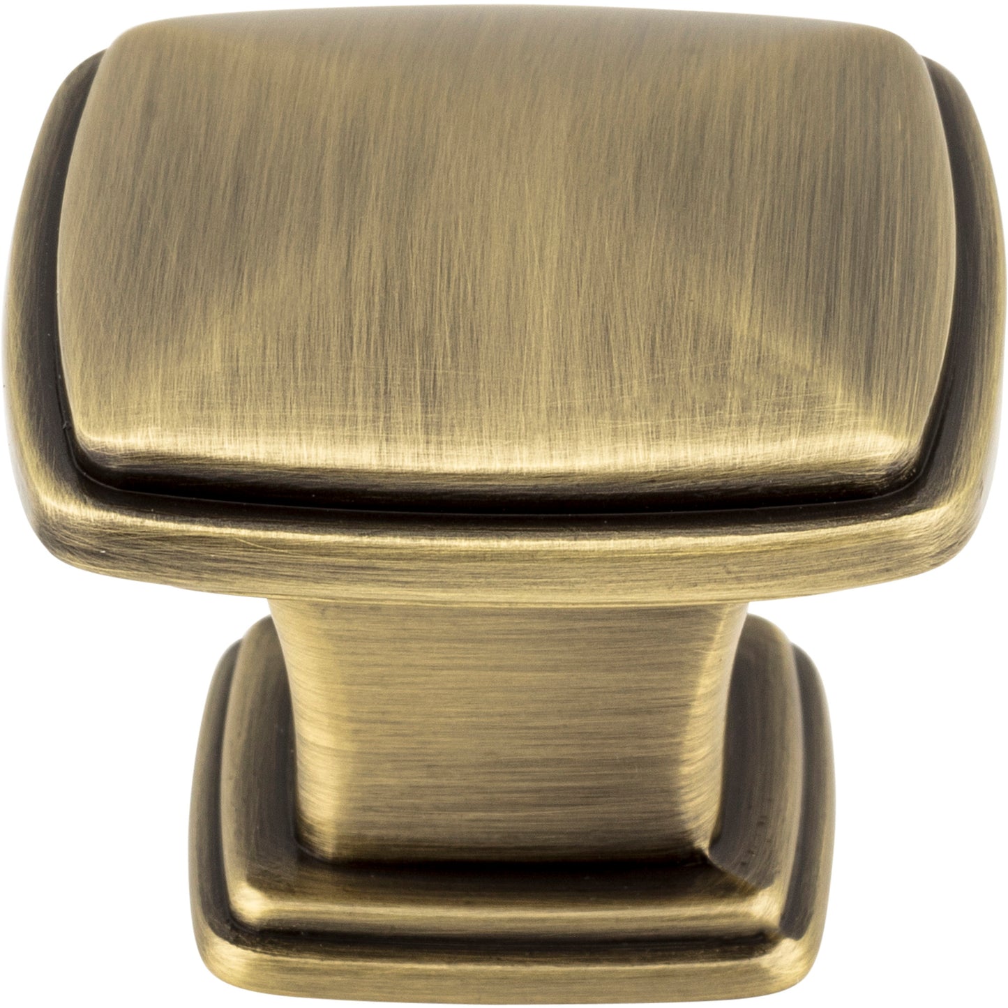 JEFFREY ALEXANDER 1091AB Milan 1 1-1/4" Length Square Knob - Brushed Antique Brass
