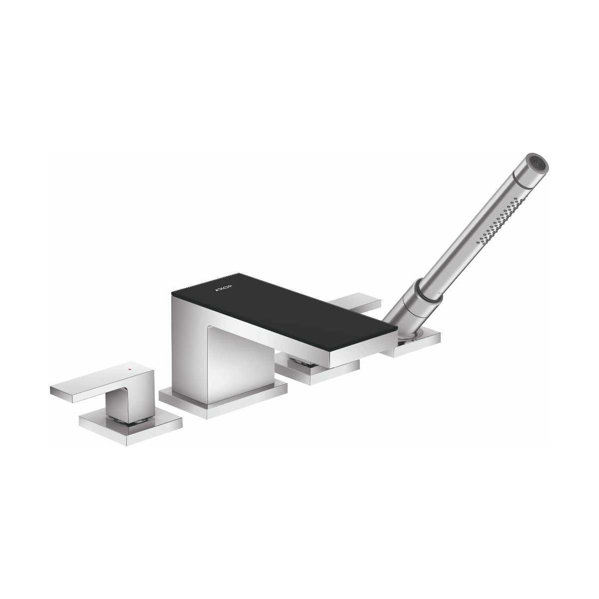 AXOR MyEdition 4-Hole Roman Tub Set Trim with 1.75 GPM Handshower in Chrome / Black Glass