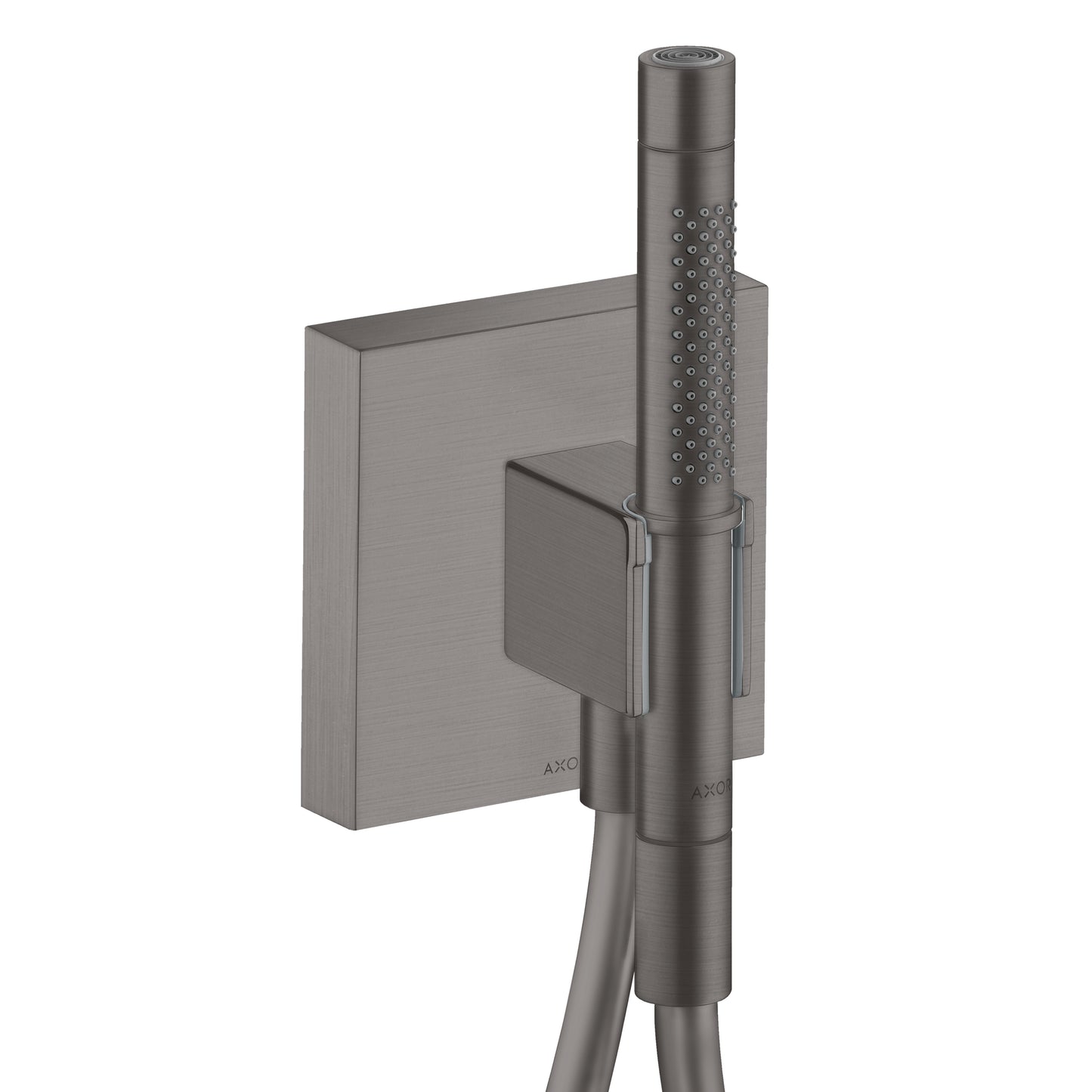 AXOR 12627341 ShowerSolutions Handshower Holder with Outlet 5" x 5" with Handshower, 1.75 GPM - Brushed Black Chrome