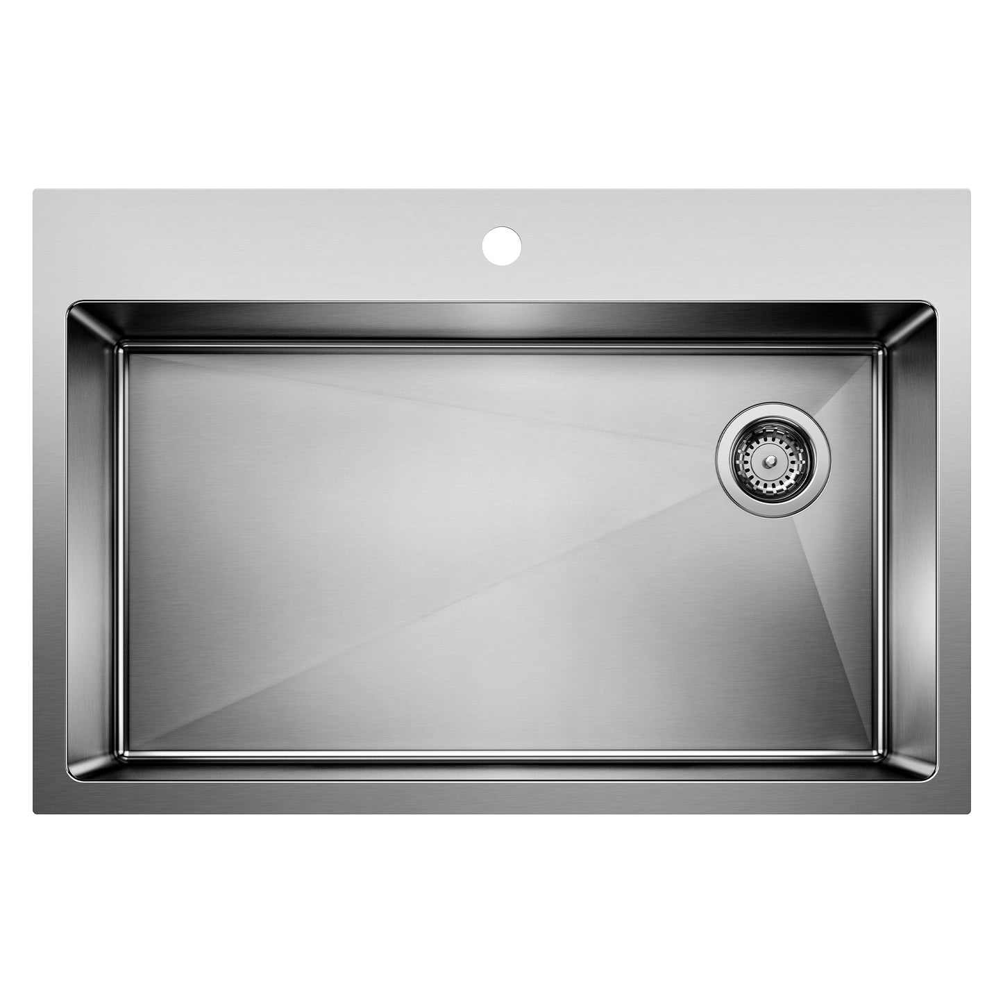 BLANCO 524221 Quatrus Quatrus R15 33" Super Single Bowl Dual Mount Stainless Steel Kitchen Sink in Satin Polish