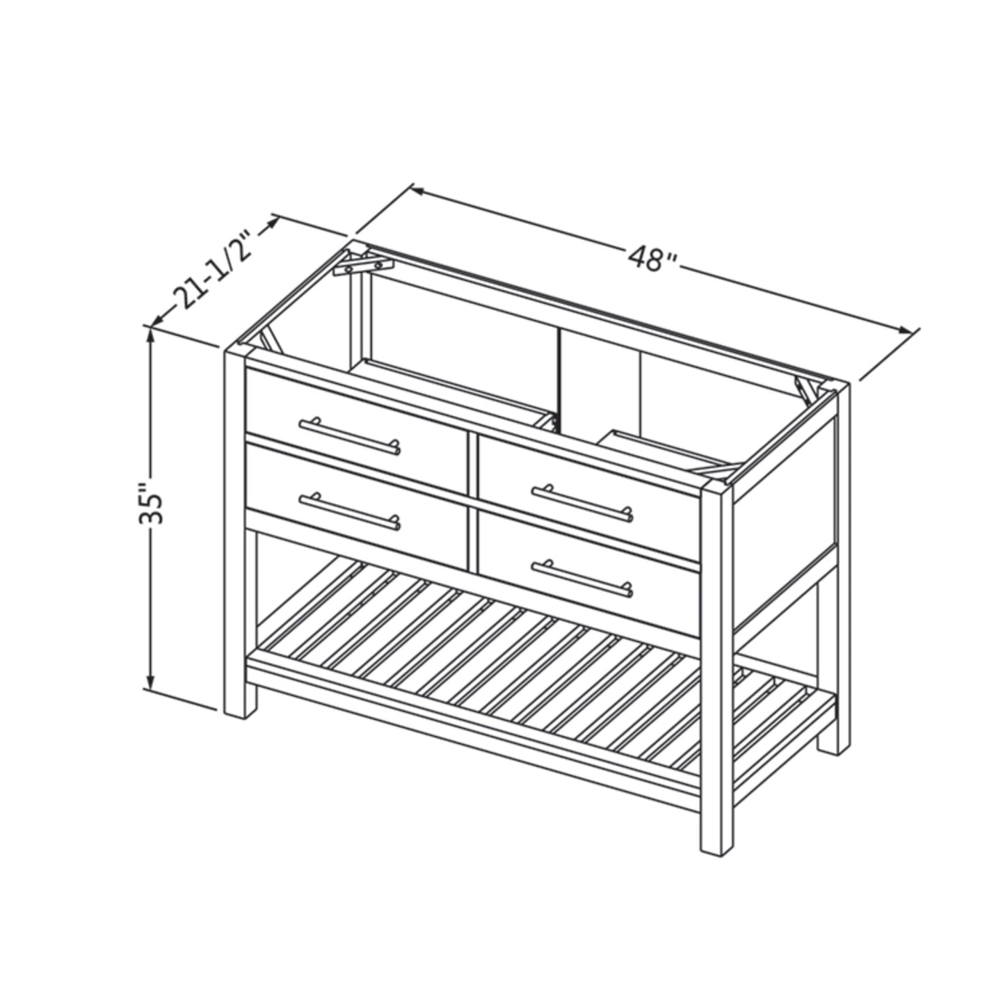 JEFFREY ALEXANDER VN2WAV-48-BL-NT 48" Hale Blue Wavecrest Vanity - Hale Blue