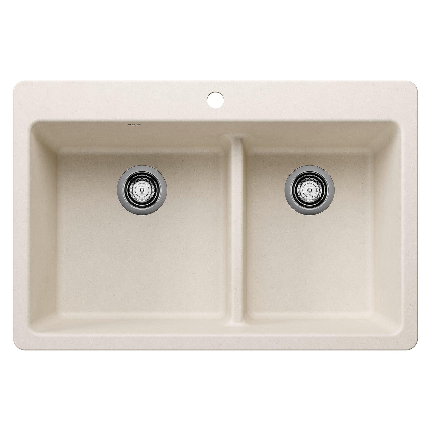 BLANCO 443217 Liven Liven SILGRANIT 33" 60/40 Double Bowl Dual Mount Kitchen Sink with Low Divide - Soft White in Soft White