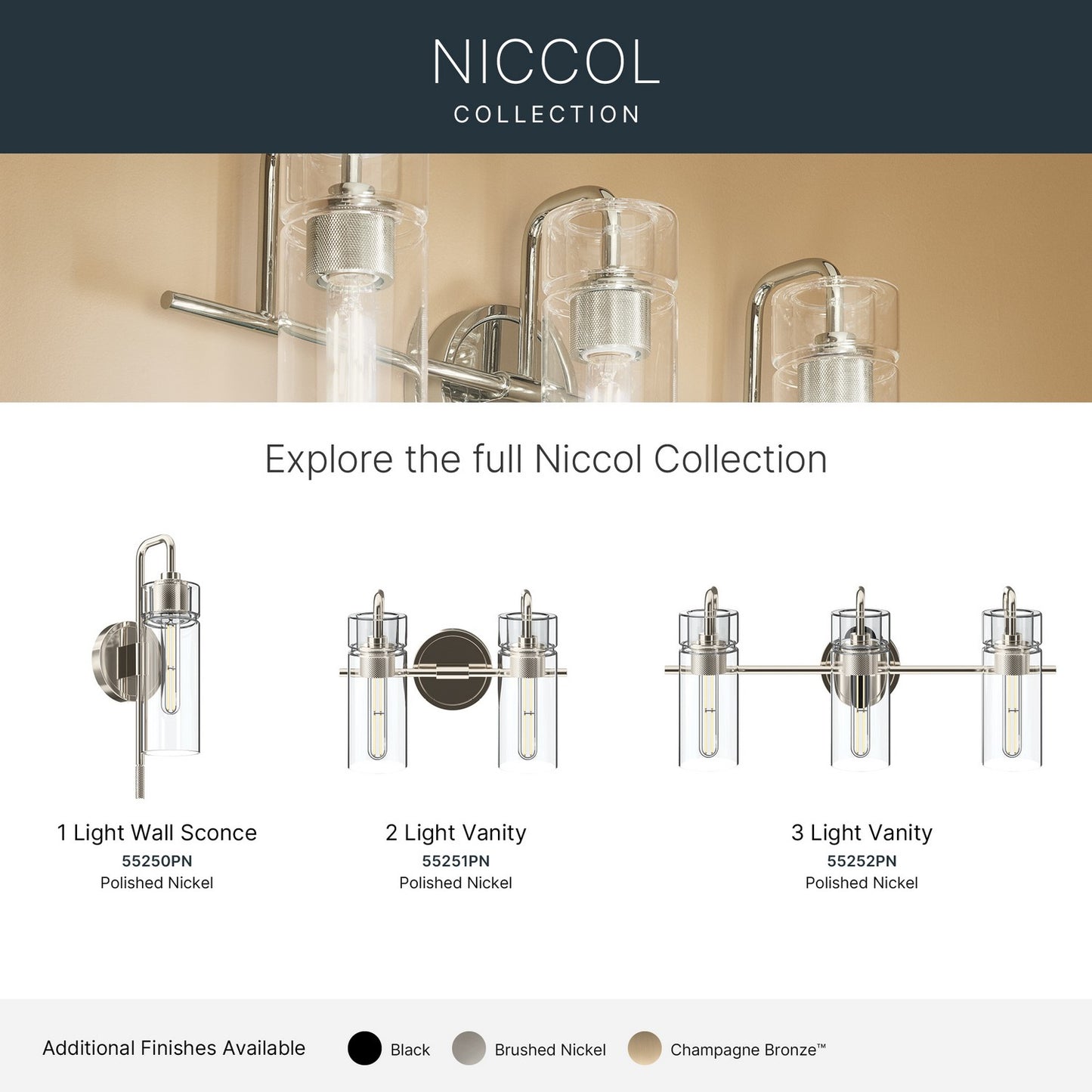 KICHLER 55252PN Niccol Three Light Bath