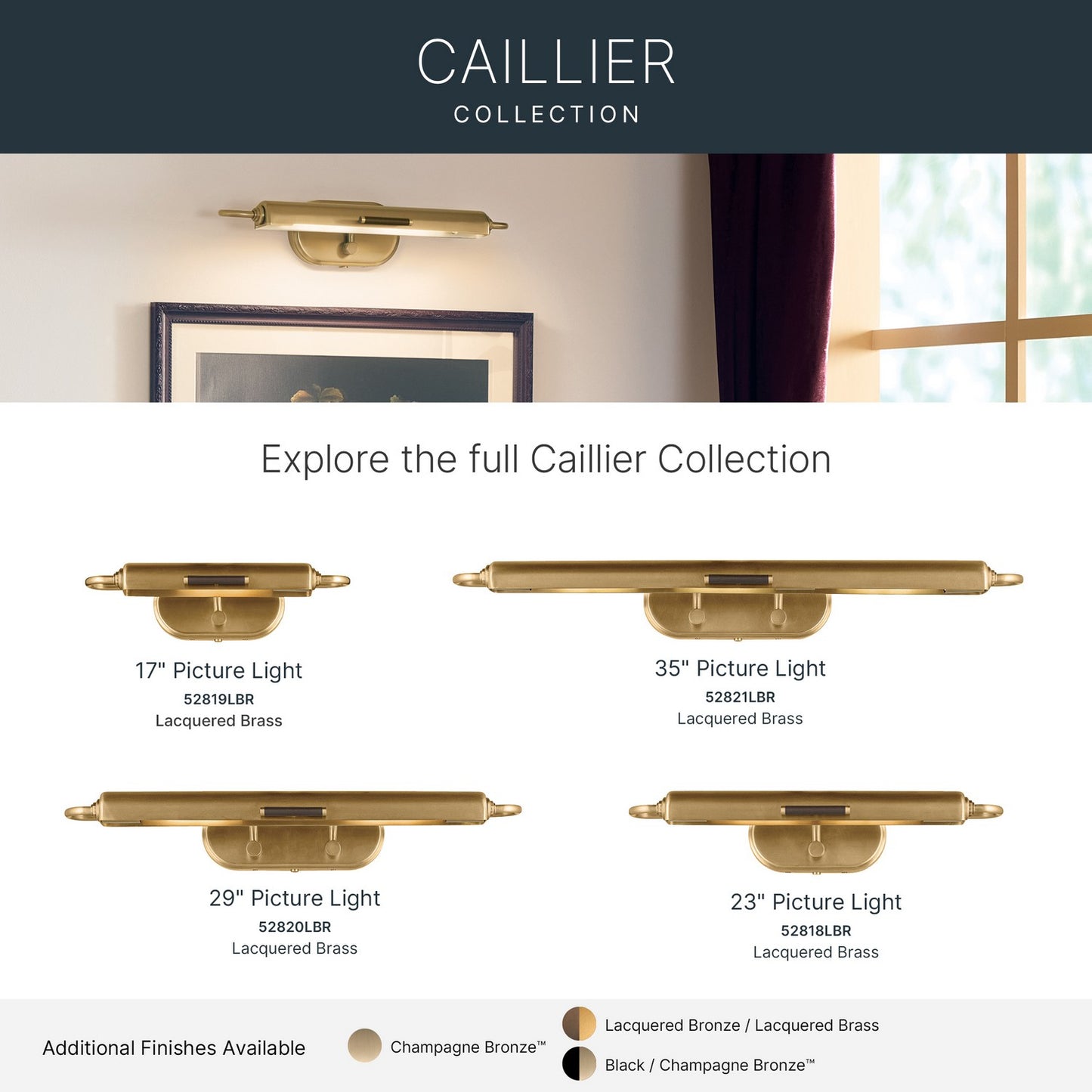 KICHLER 52820LBR Caillier Two Light Picture Light