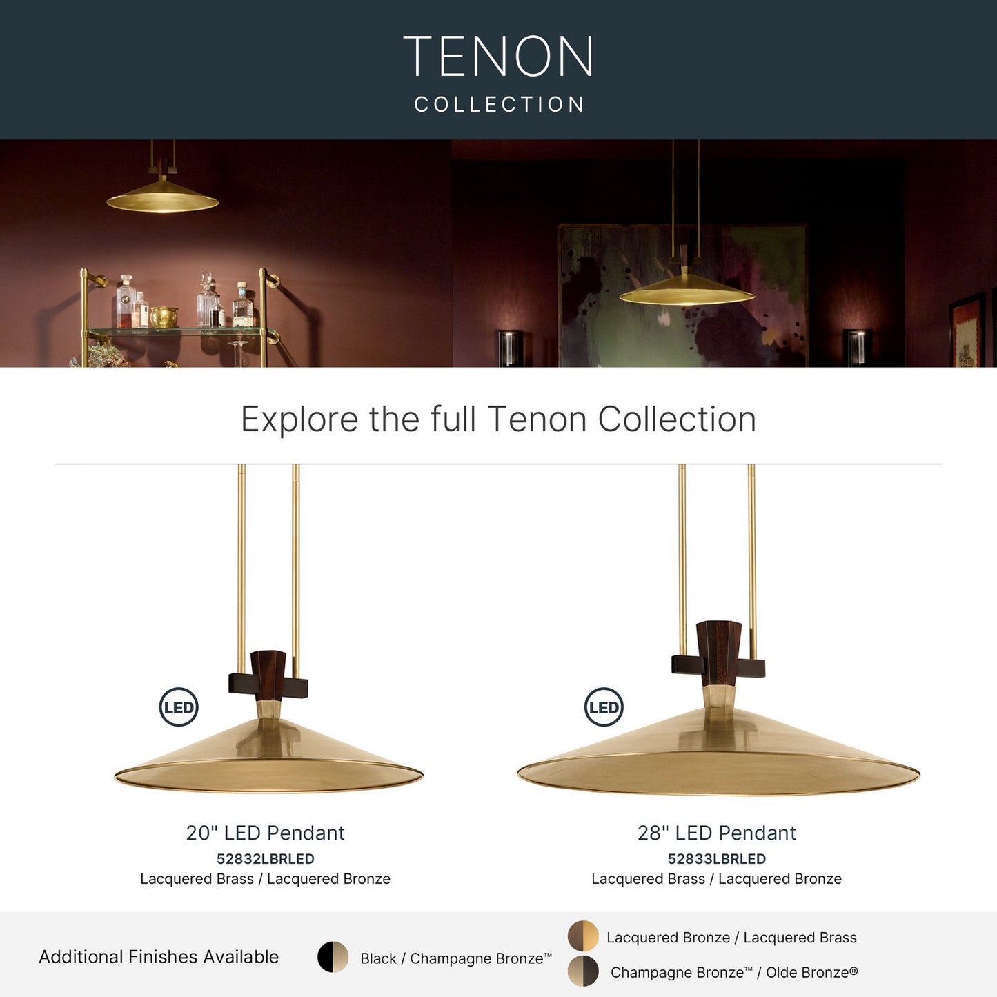KICHLER 52832LBRLED Tenon One Light Pendant