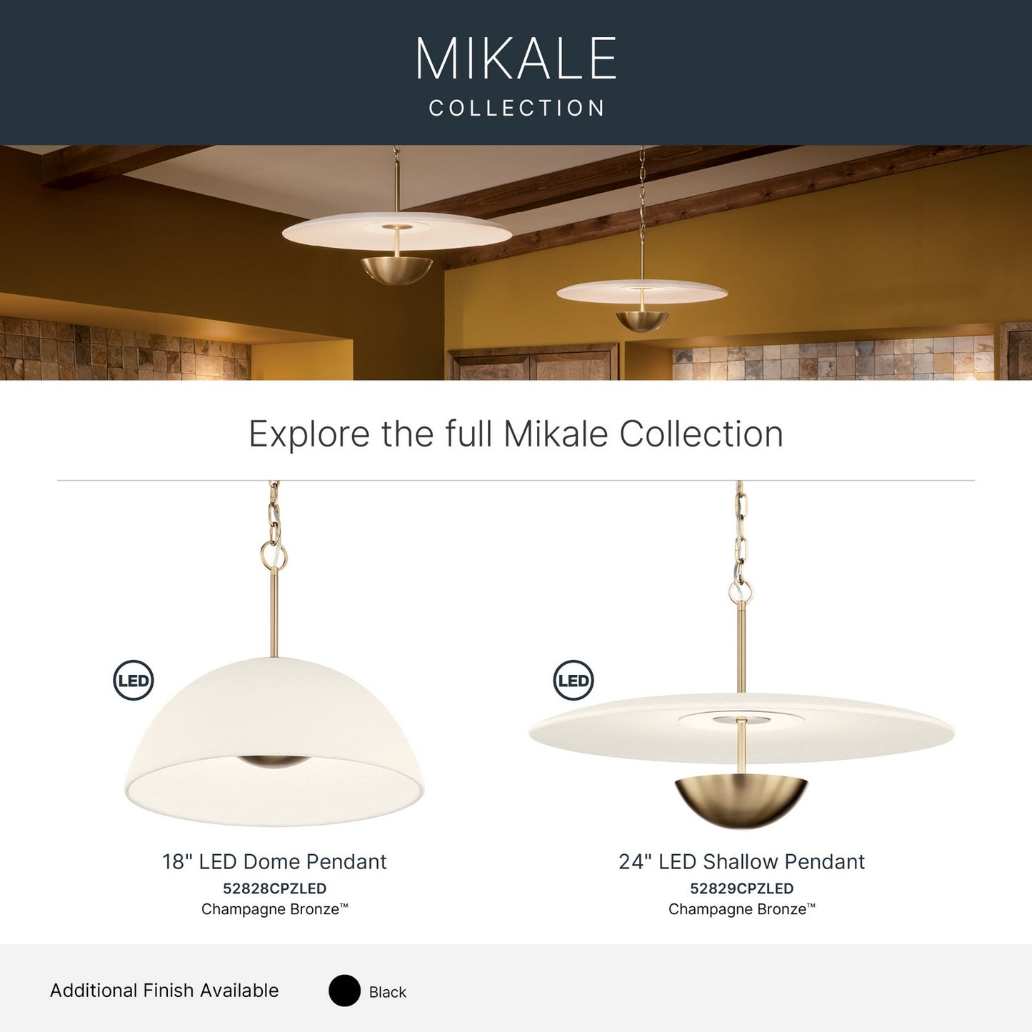 KICHLER 52829CPZLED Mikale One Light Pendant