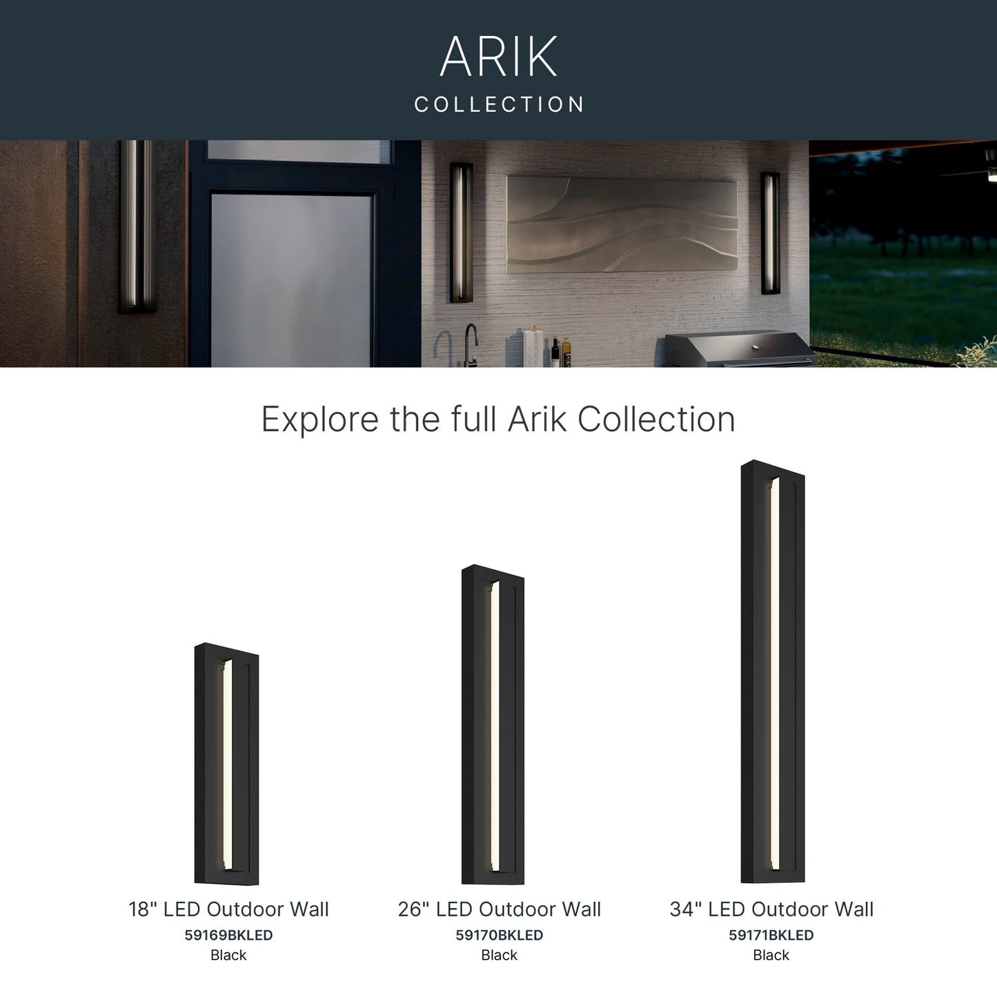 KICHLER 59170BKLED Arik Led Outdoor Wall Mount