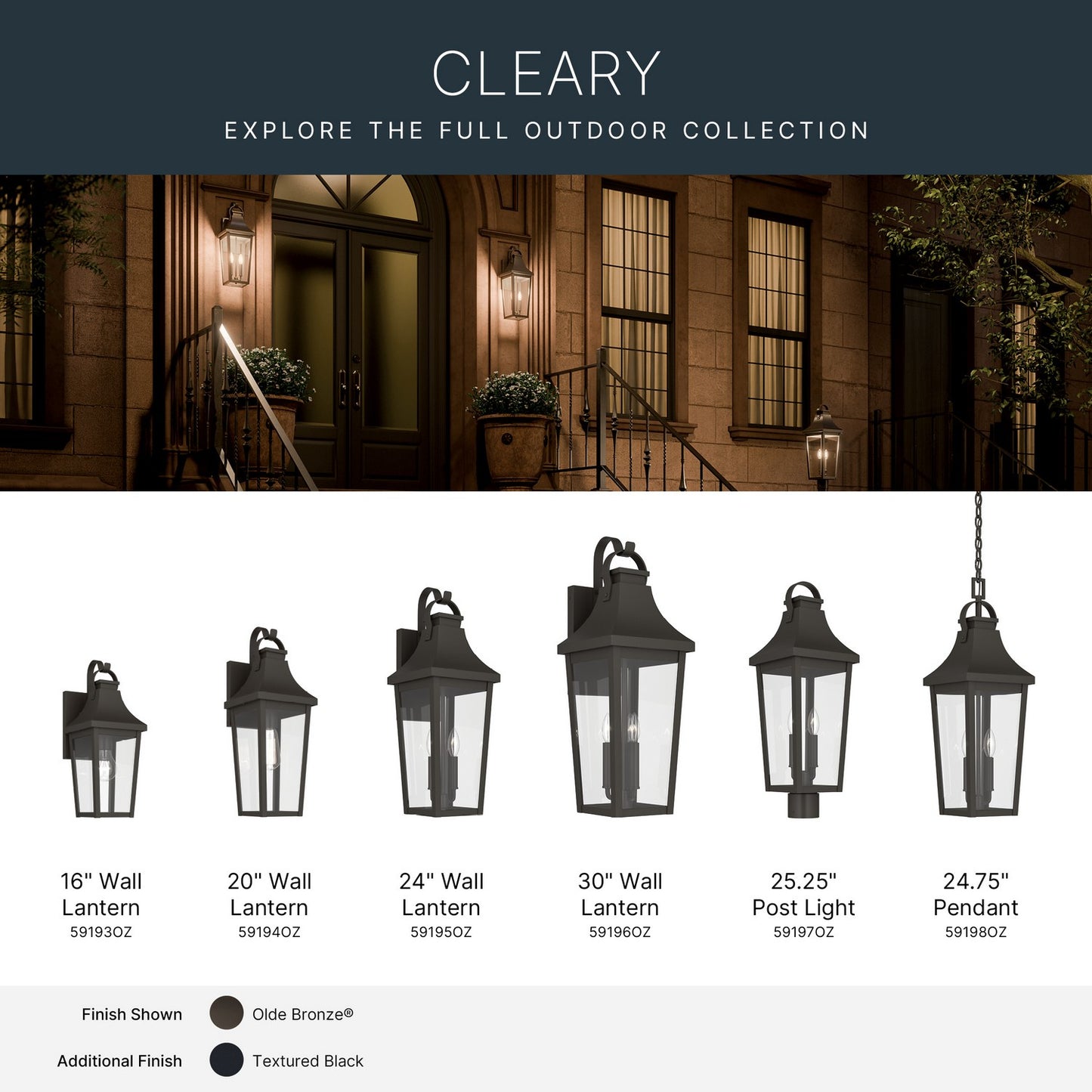 KICHLER 59196OZ Cleary Three Light Outdoor Wall Mount