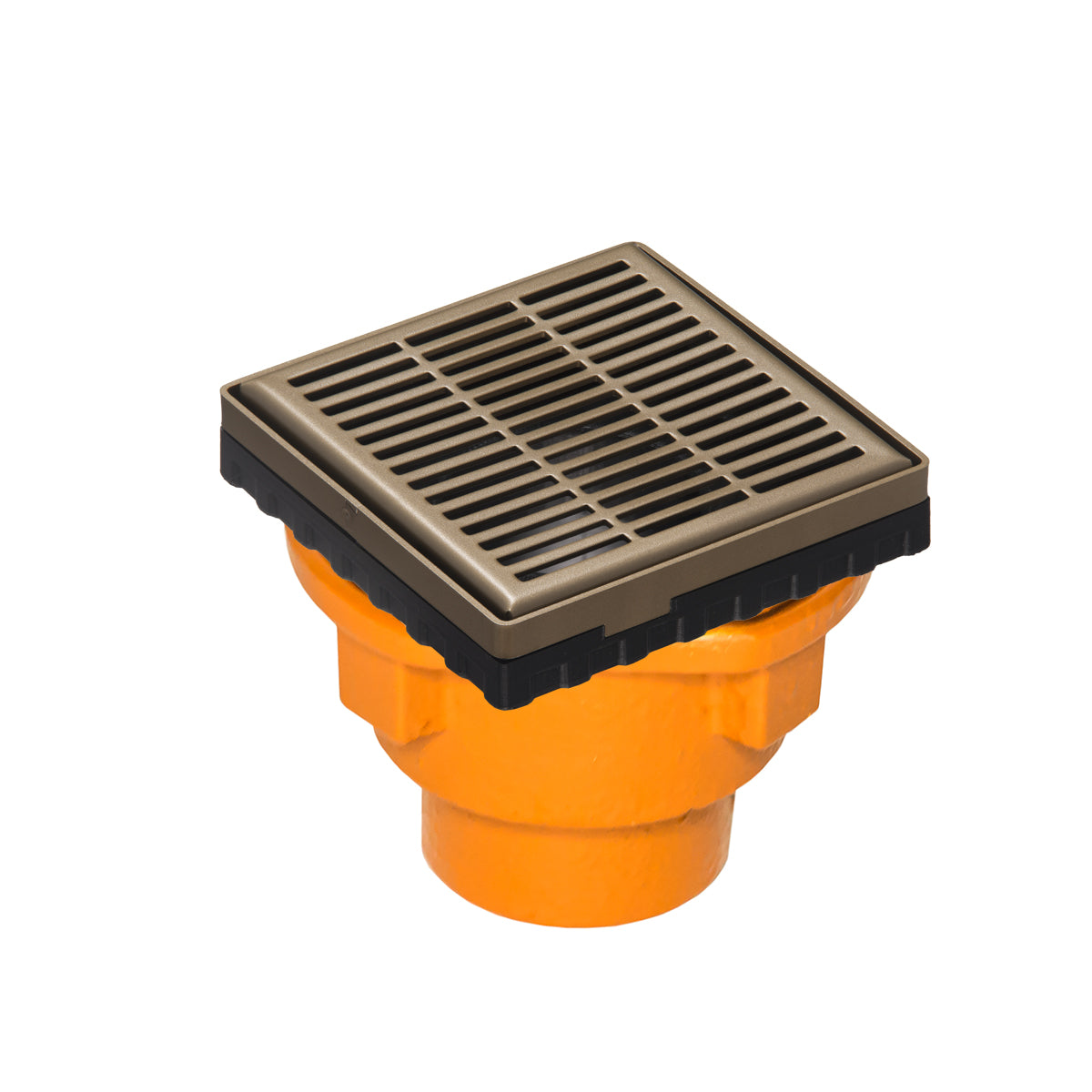 INFINITY DRAIN LND4-2I SB LND 4 4" x 4" LND 4 Slotted Pattern Complete Kit in Satin Bronze with Cast Iron Drain Body, 2" Outlet