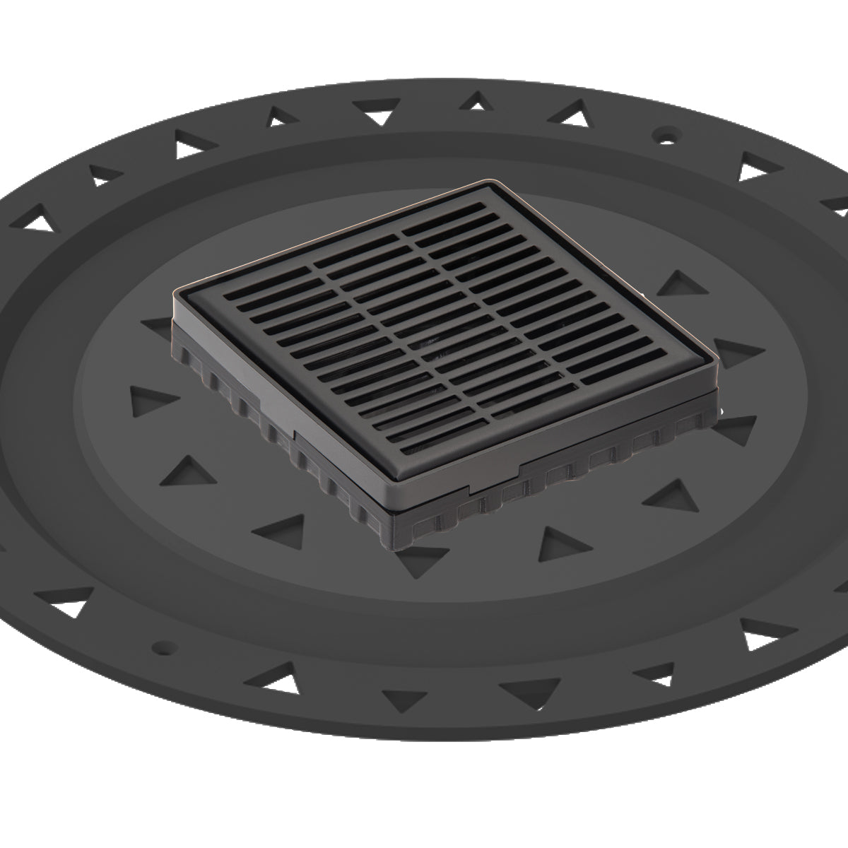 INFINITY DRAIN LND4 BA BK LND 4 4" x 4" LND 4 Slotted Pattern Complete Kit in Matte Black with ABS Bonded Flange, 2", 3" and 4" Outlet