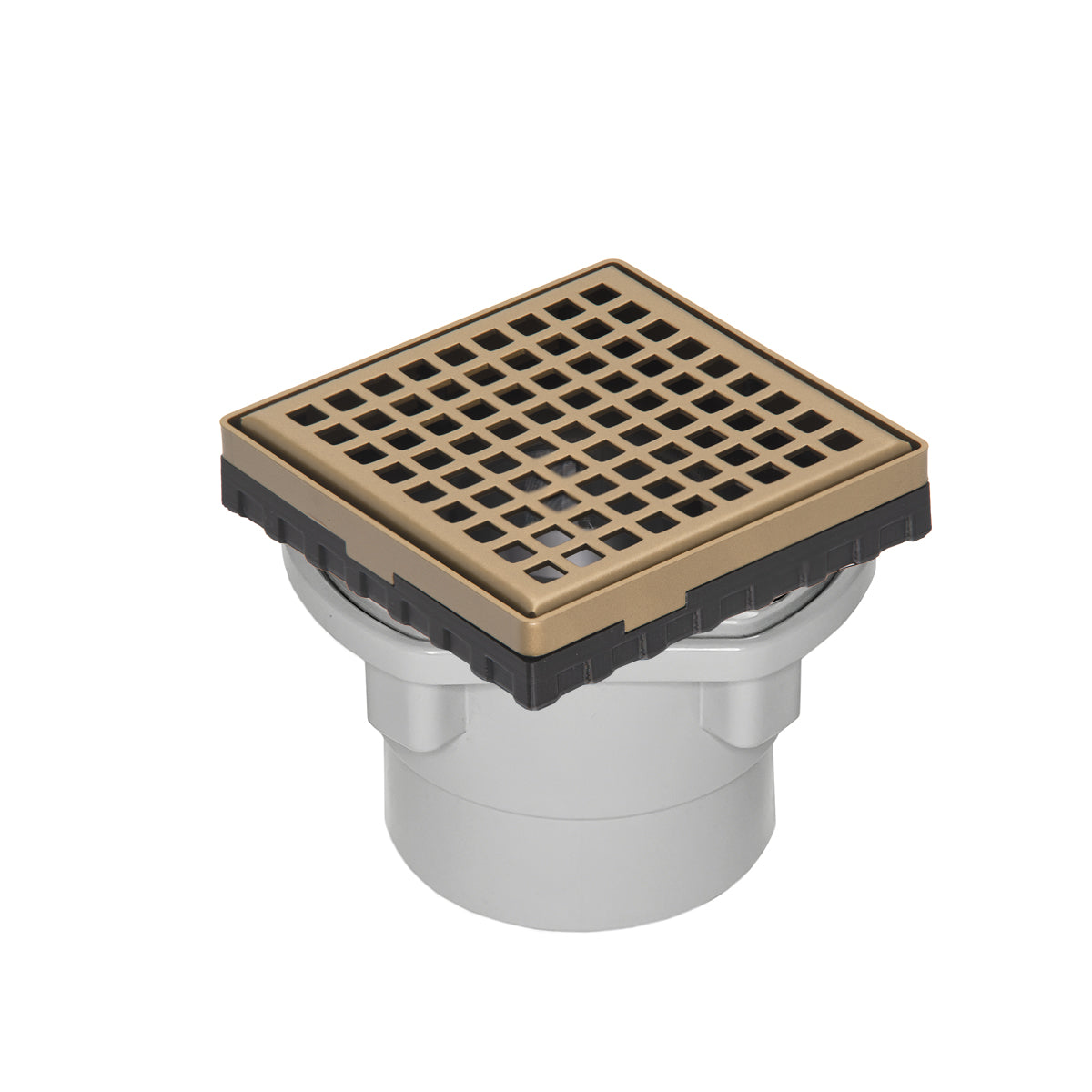 INFINITY DRAIN LQD4-2P SB LQD 4 4" x 4" LQD 4 Squares Pattern Complete Kit in Satin Bronze with PVC Drain Body, 2" Outlet