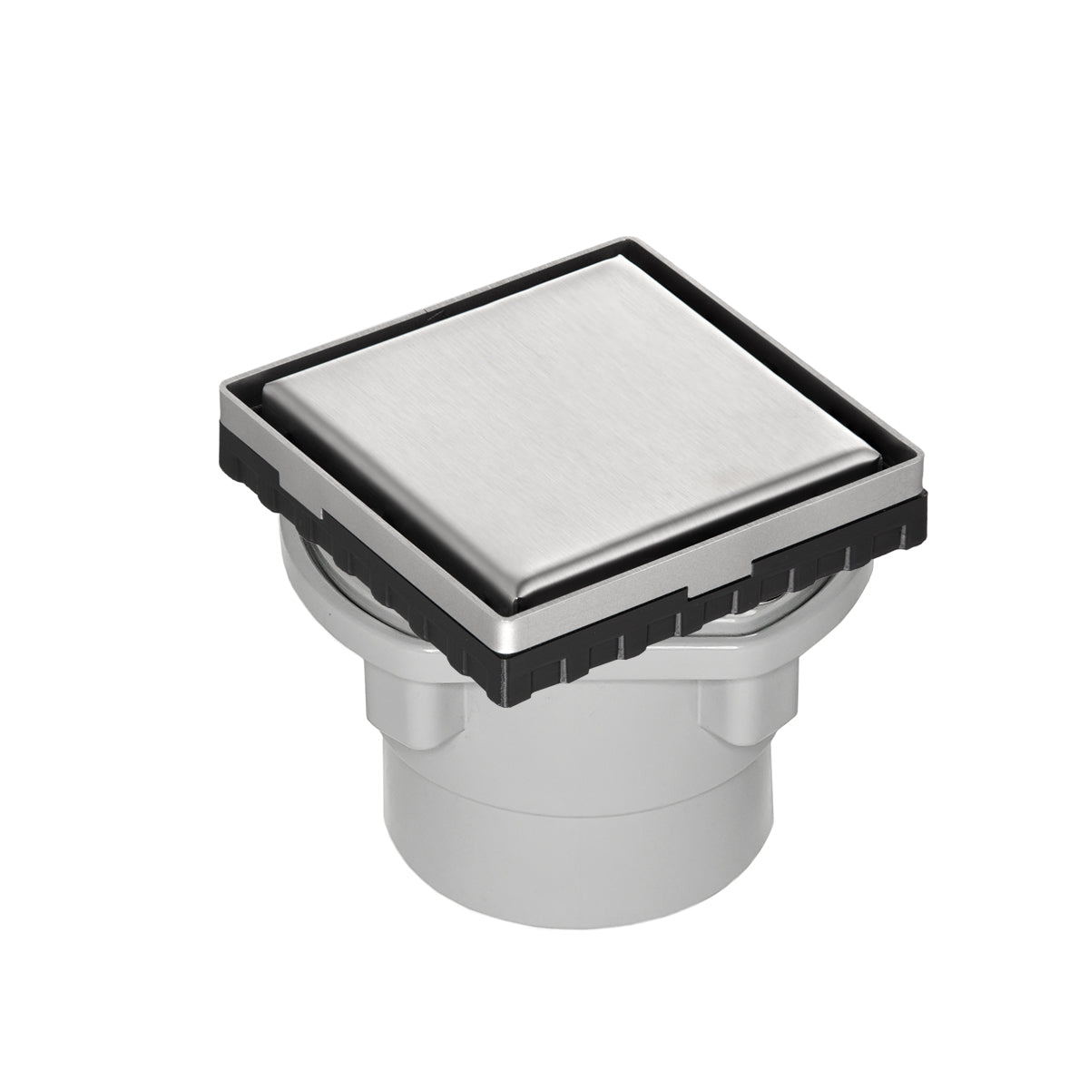 INFINITY DRAIN LSD4-2P SS LSD 4 4" x 4" LSD 4 Solid Style Complete Kit in Satin Stainless with PVC Drain Body, 2" Outlet