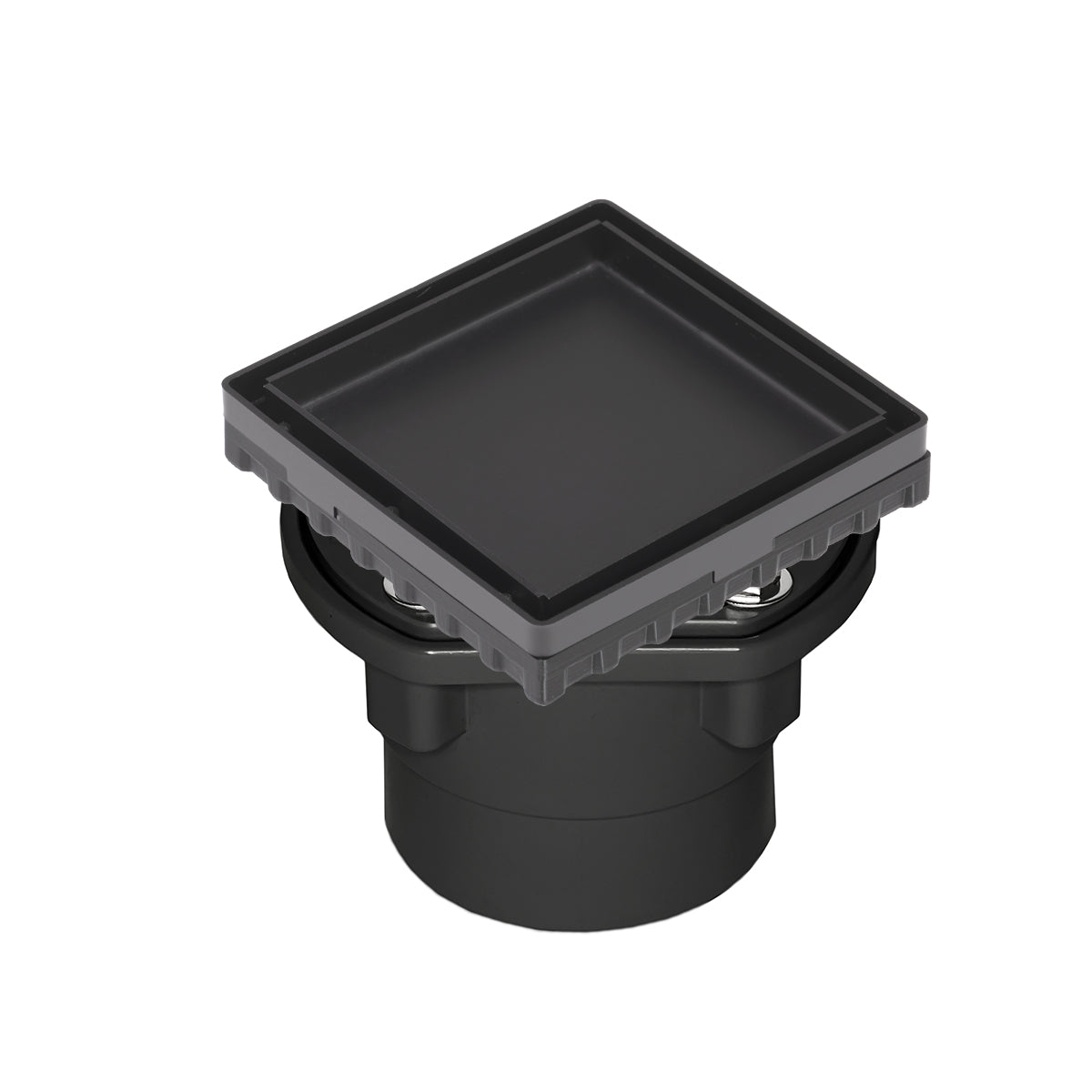 INFINITY DRAIN LTD4-2A BK LTD 4 4" x 4" LTD 4 Tile Insert Complete Kit in Matte Black with ABS Drain Body, 2" Outlet