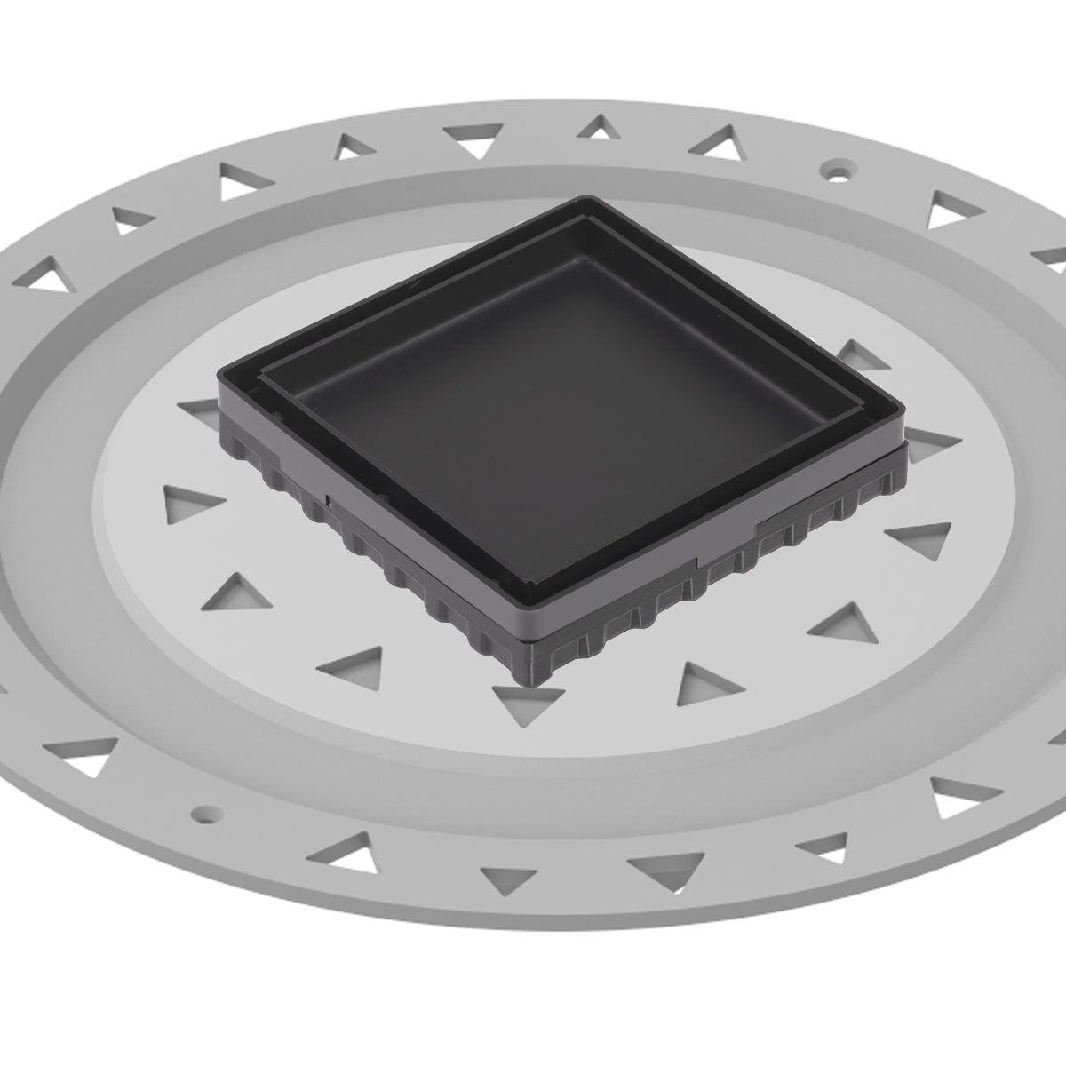 INFINITY DRAIN LTD4 BP BK LTD 4 4" x 4" LTD 4 Tile Insert Complete Kit in Matte Black with PVC Bonded Flange, 2", 3" and 4" Outlet