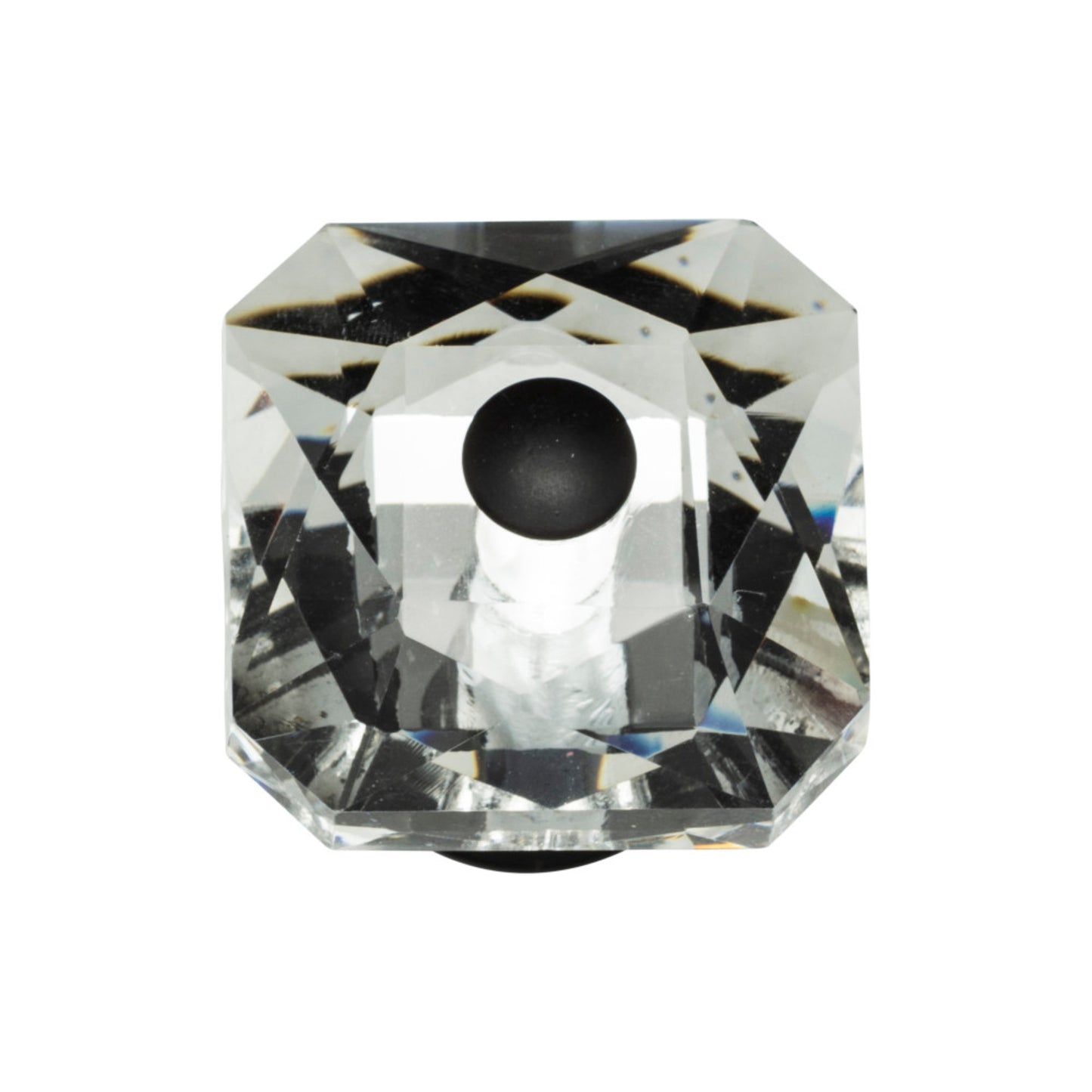 ATLAS 3209-BL Crystal 1 1/2" Length Square Knob - Matte Black