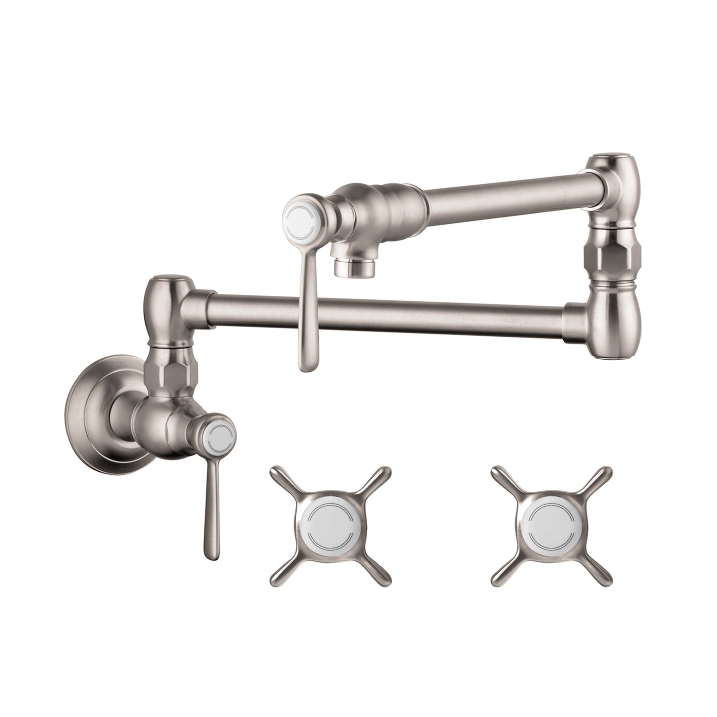 AXOR Montreux Pot Filler, Wall-Mounted in Steel Optic