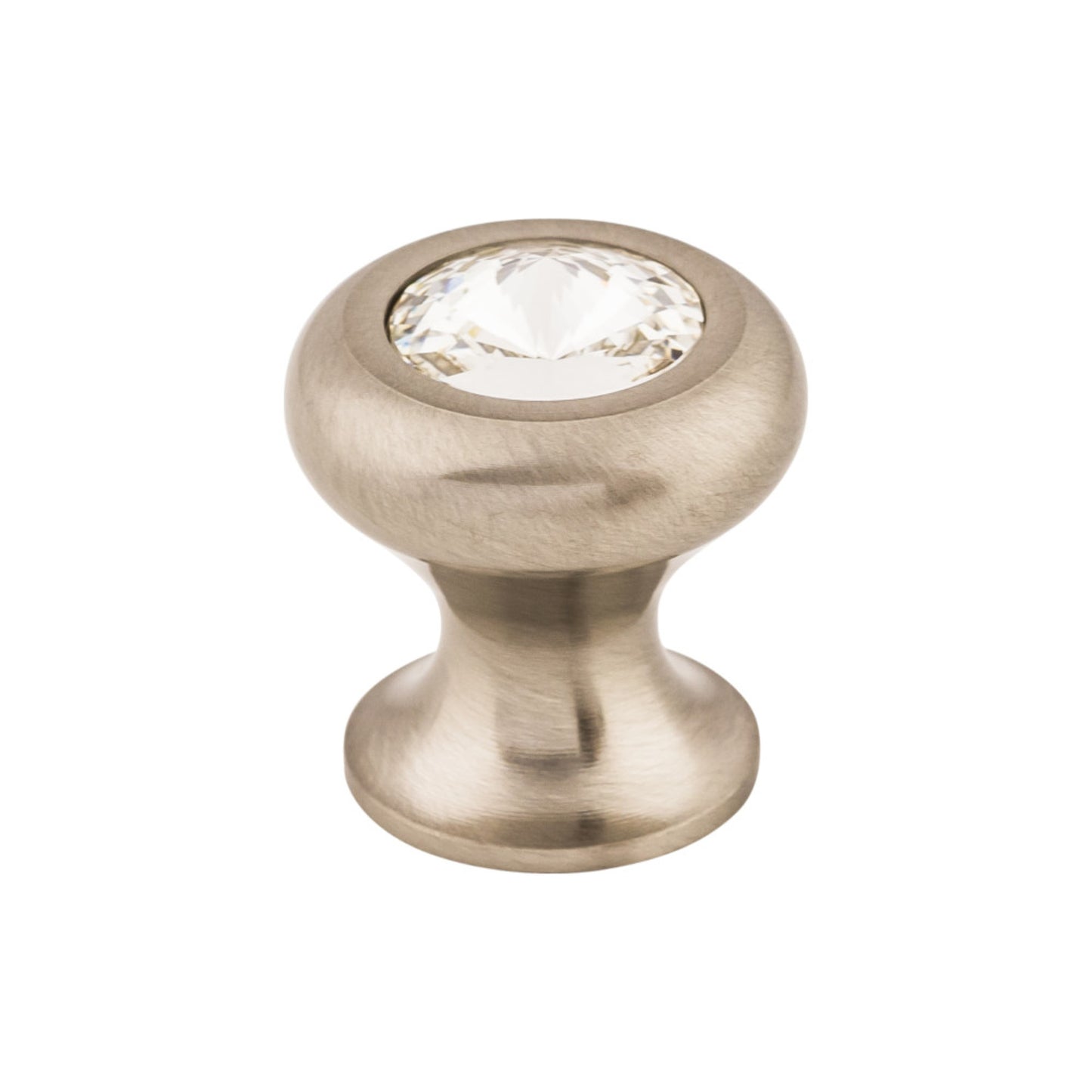 TOP KNOBS TK845BSN Hayley Crystal Clear 15/16" Diameter Round Knob , Brushed Satin Nickel