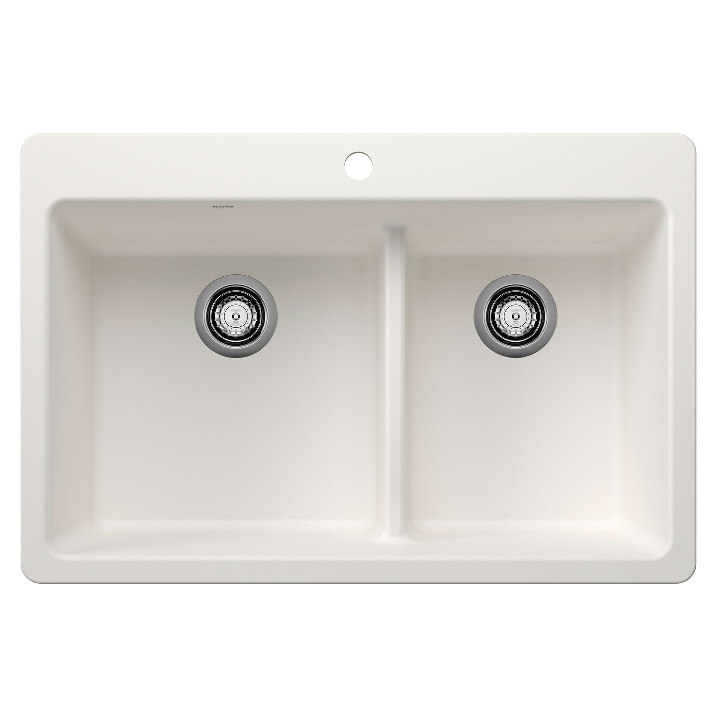 BLANCO 443213 Liven Liven SILGRANIT 33" 60/40 Double Bowl Dual Mount Kitchen Sink with Low Divide - White in White