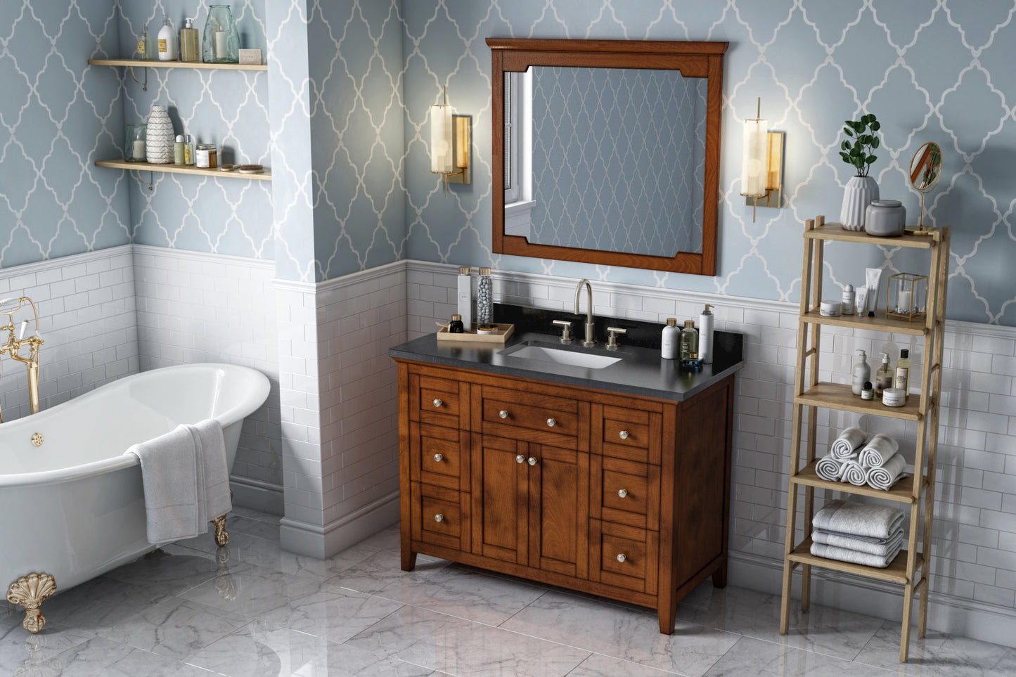 JEFFREY ALEXANDER VKITCHA48CHBGR 48" Chocolate Chatham Vanity, Black Granite Vanity Top, undermount rectangle bowl - Chocolate