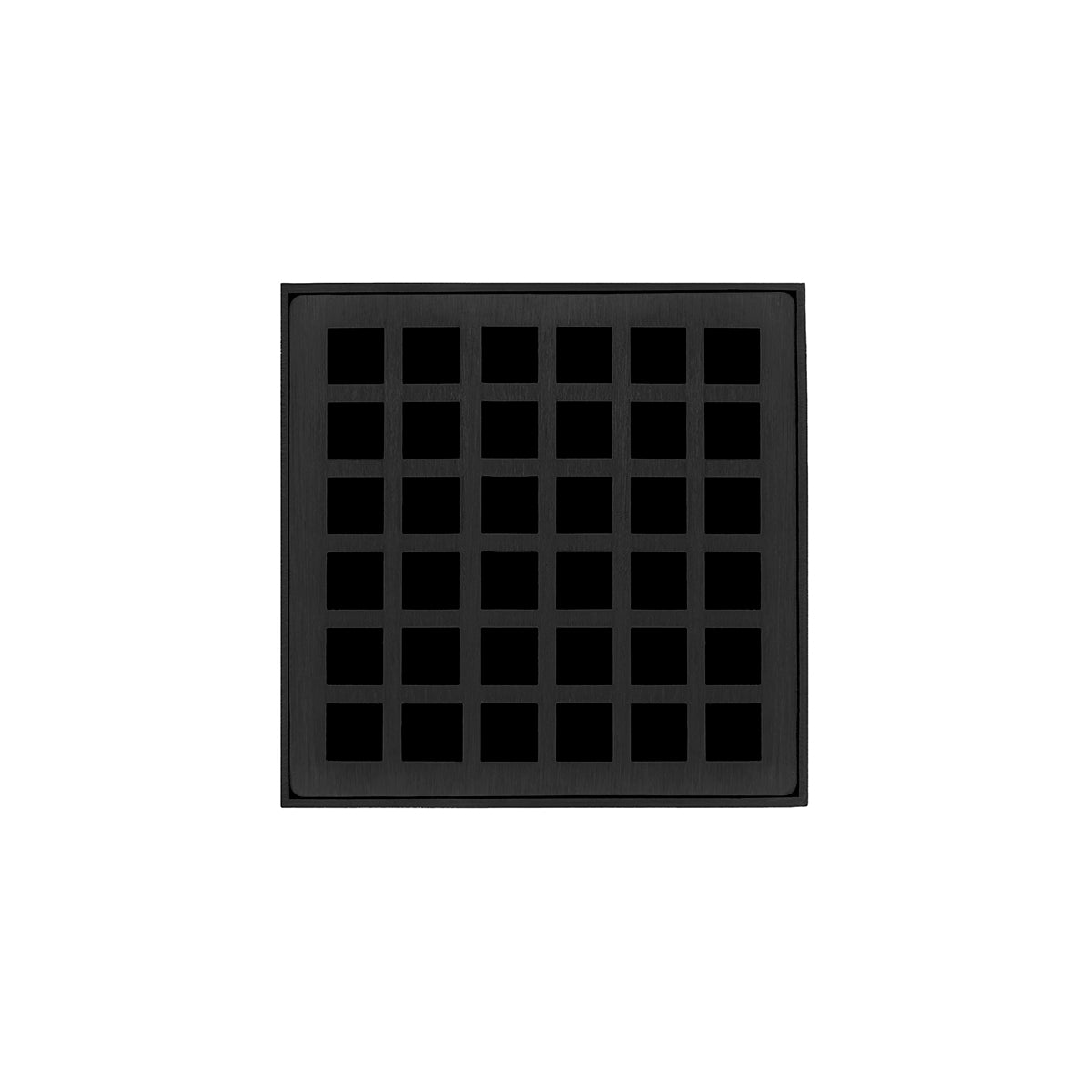 INFINITY DRAIN QD 4-2H BK QD 4 4" x 4" QD 4 Complete Kit with Squares Pattern Decorative Plate in Matte Black with Cast Iron Drain Body for Hot Mop, 2" Outlet