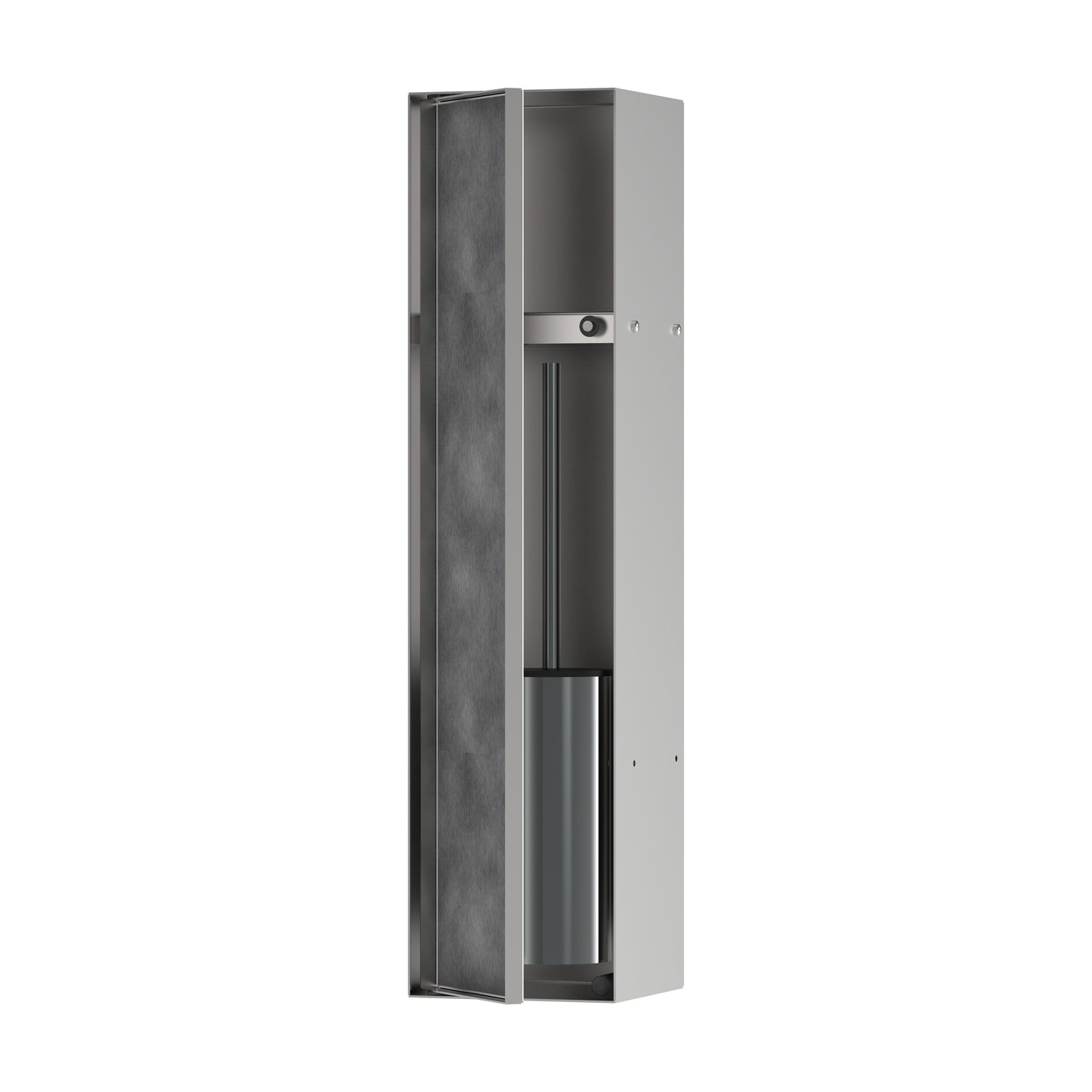 HANSGROHE 56060800 XtraStoris Rock Recessed Toilet Brush Holder with Shelf & Tileable Door in Brushed Stainless Steel