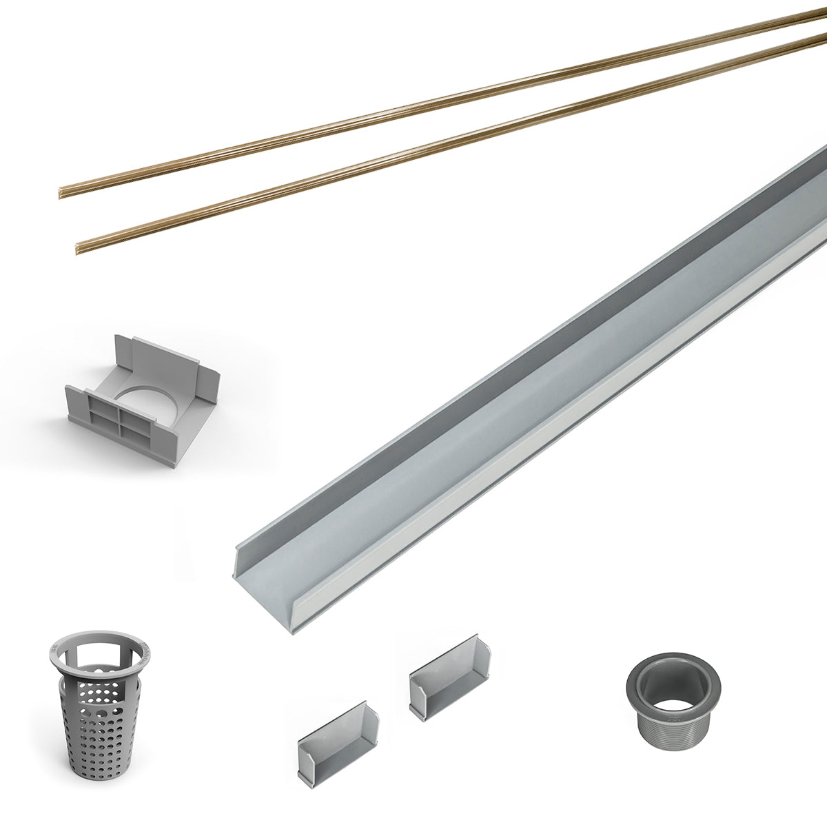 INFINITY DRAIN RG 6572 SB 72" Rough Only Kit for S-AG 65, S-DG 65, and S-TIF 65 series. Includes PVC Components and Channel Trim