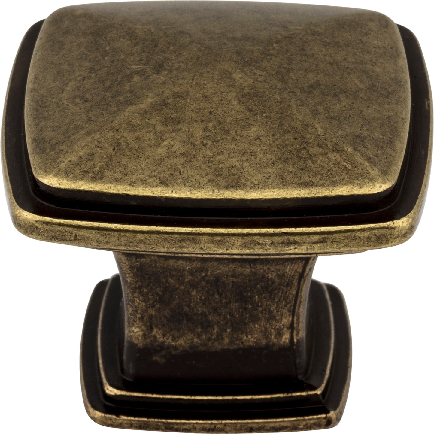 JEFFREY ALEXANDER 1091AEM Milan 1 1-1/4" Length Square Knob - Distressed Antique Brass