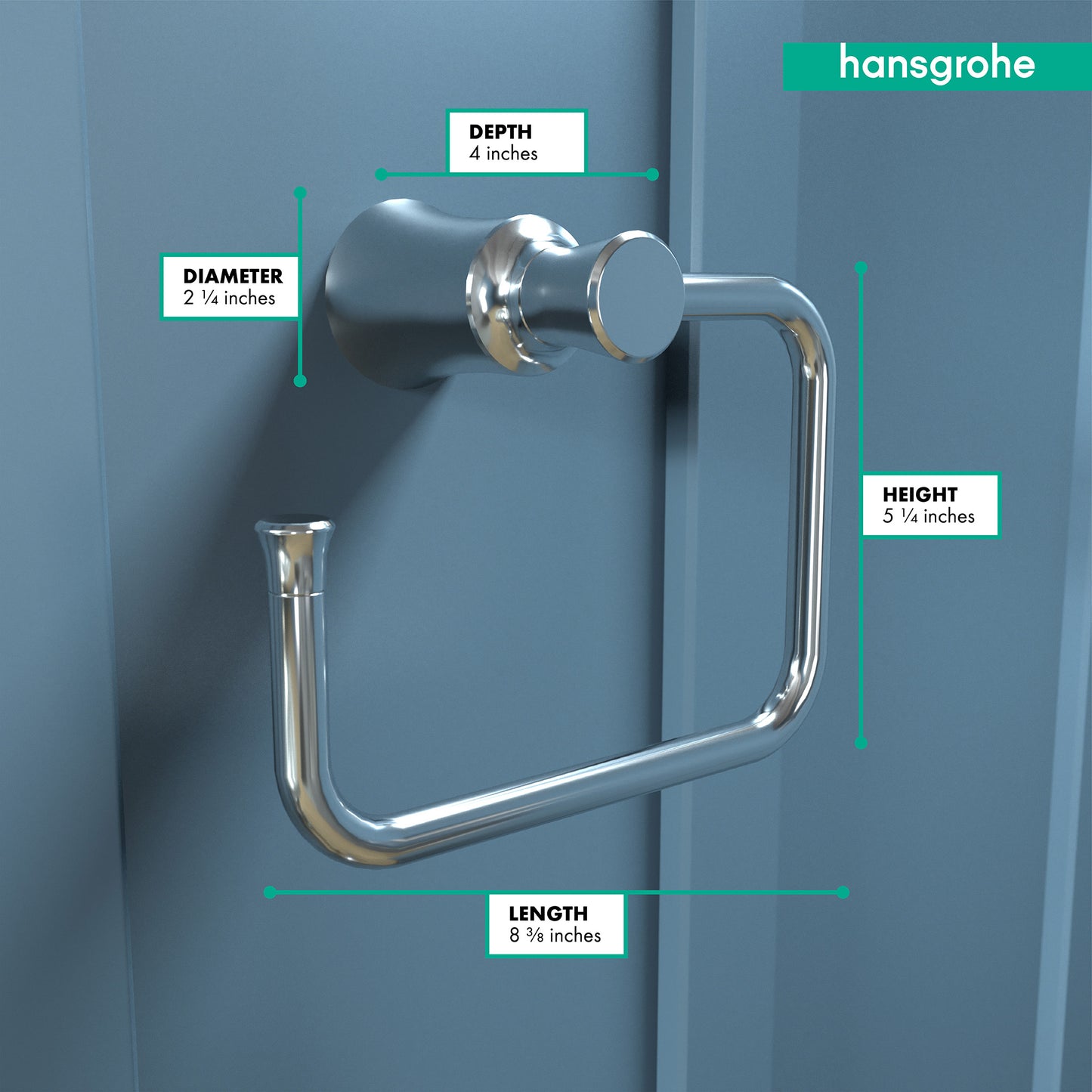 HANSGROHE 04786000 Chrome Joleena Transitional Towel Ring