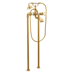 MOEN S22105BG Weymouth Two-Handle Tub Filler Includes Hand Shower - Brushed Gold