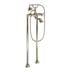 MOEN S22105BN Weymouth Wall / Floor Mounted Clawfoot Tub Filler with Built-In Diverter, Cross Handles, and Hand Shower - Risers and Rough-In Sold Separately In Brushed Nickel
