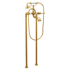MOEN S22110BG Weymouth Two-Handle Tub Filler Includes Hand Shower - Brushed Gold