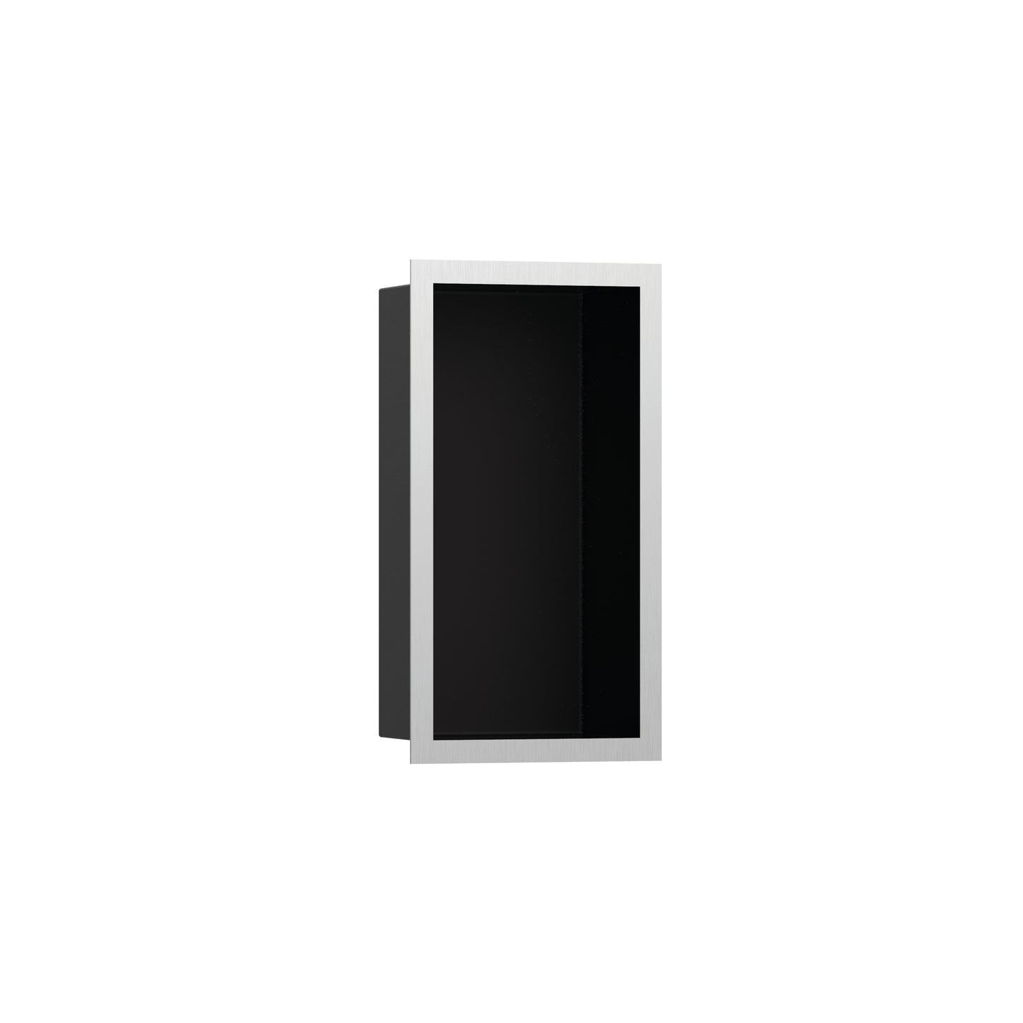 HANSGROHE 56095800 XtraStoris Individual Wall Niche Matte Black with Design Frame 12"x 6"x 4" in Brushed Stainless Steel
