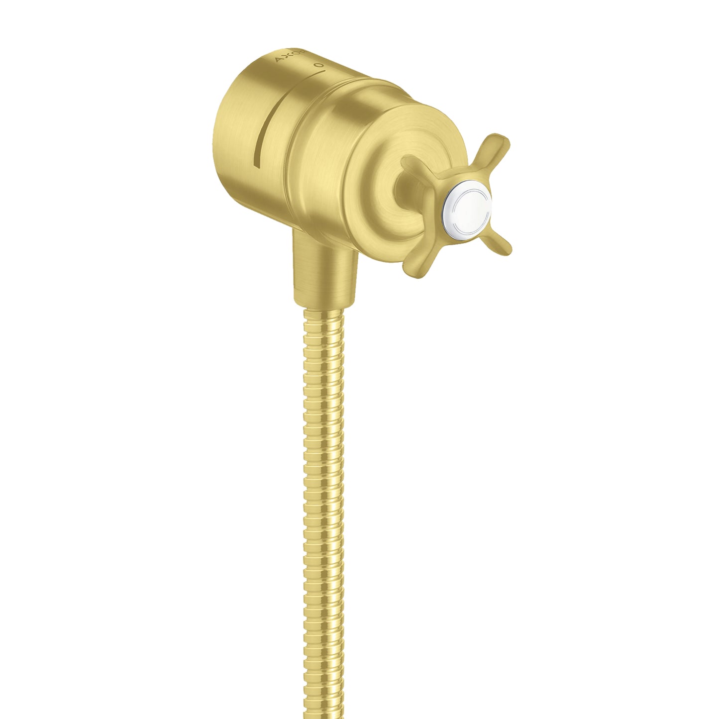 AXOR Montreux Wall Outlet with Check Valves and Volume Control, Cross Handle in Brushed Gold Optic