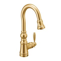 MOEN S53004BG Weymouth One-Handle Pulldown Bar Faucet In Brushed Gold
