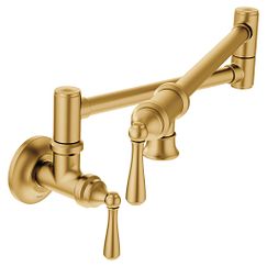 MOEN S664BG Traditional Pot Filler Two-Handle Kitchen Faucet In Brushed Gold