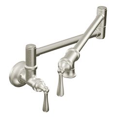 MOEN S664SRS Traditional Pot Filler Two-Handle Kitchen Faucet In Spot Resist Stainless